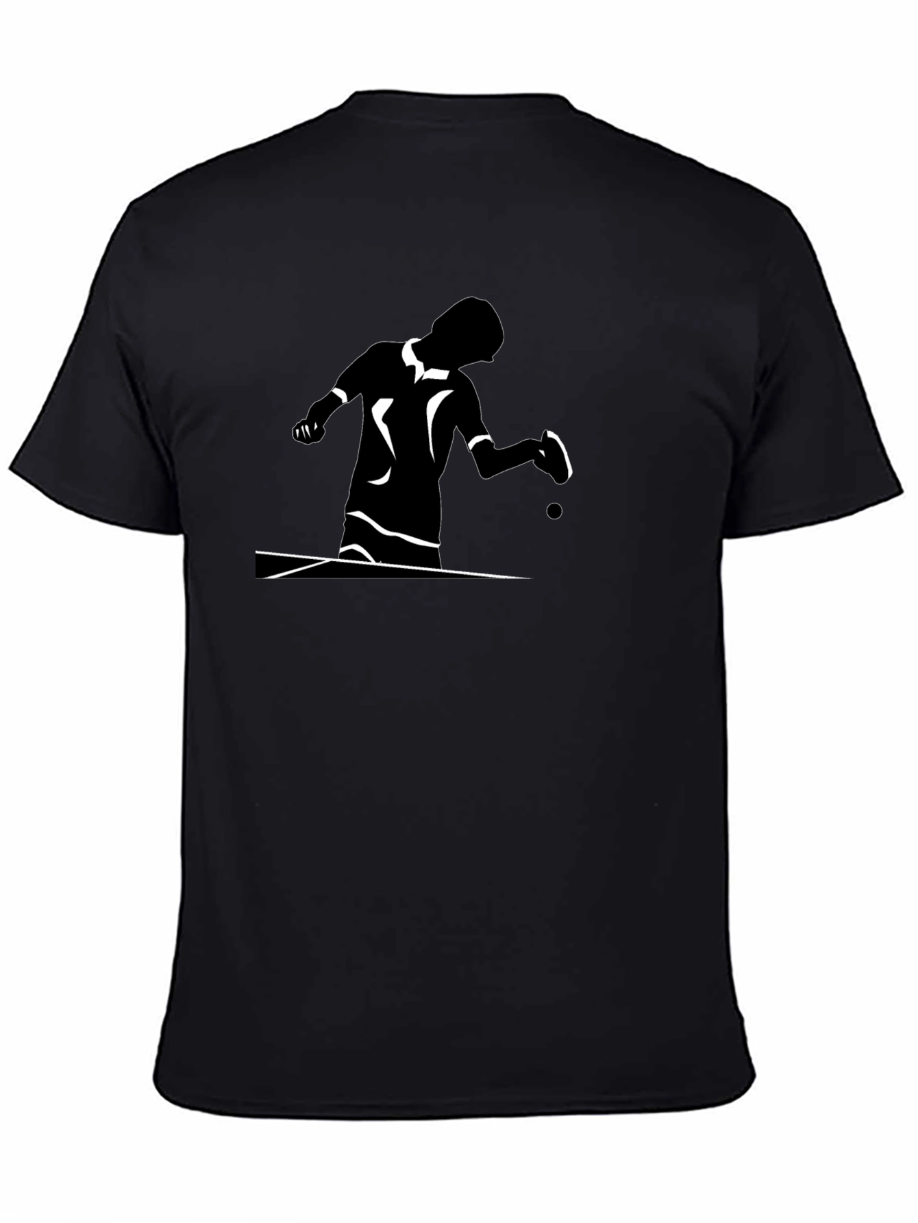 Table Tennis Player Graphic Tee - Black Cotton