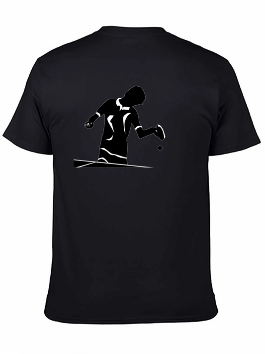 Table Tennis Player Graphic Tee - Black Cotton