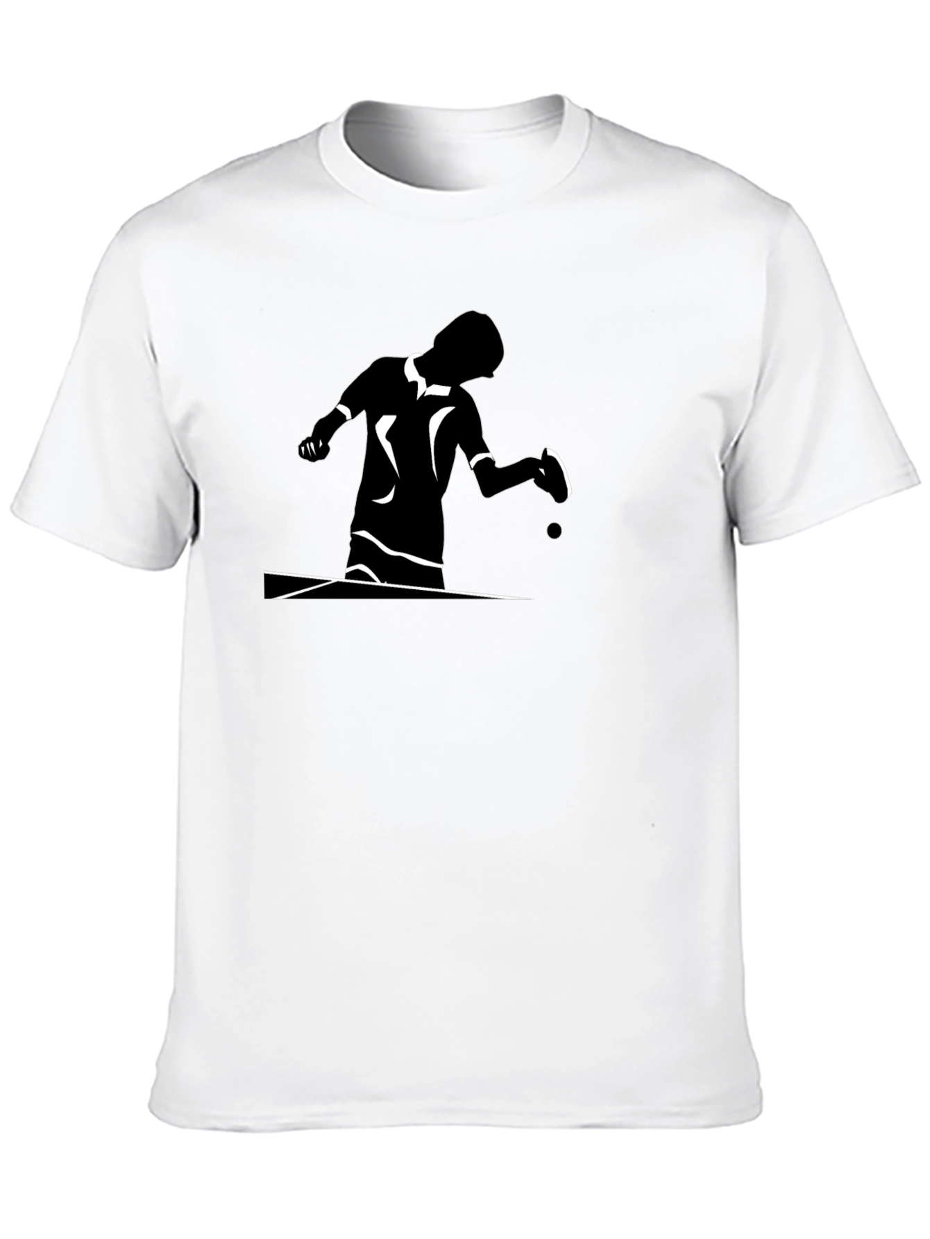 Table Tennis Player Graphic Tee - Black Cotton