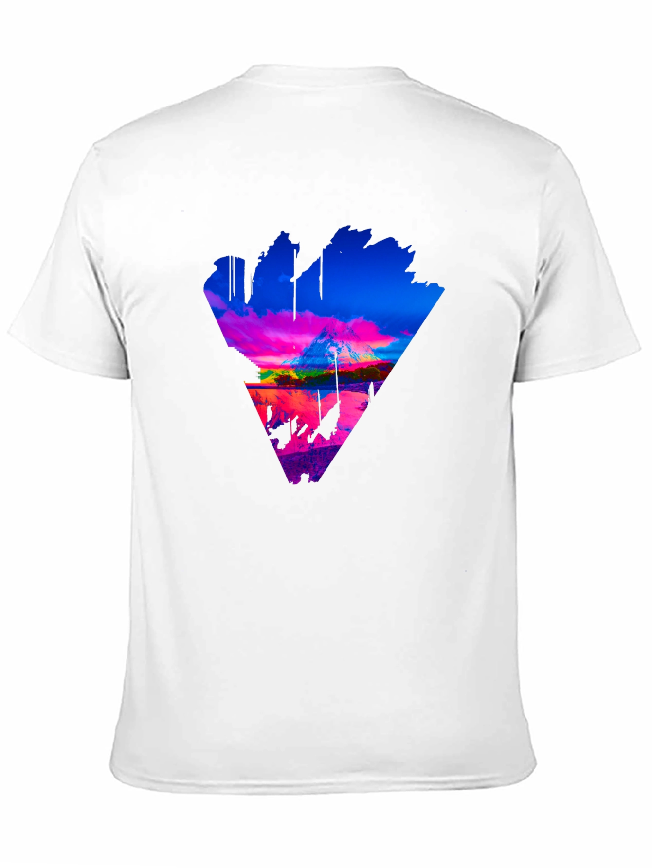 Vaporwave Mountain Triangle Graphic Tee - Black