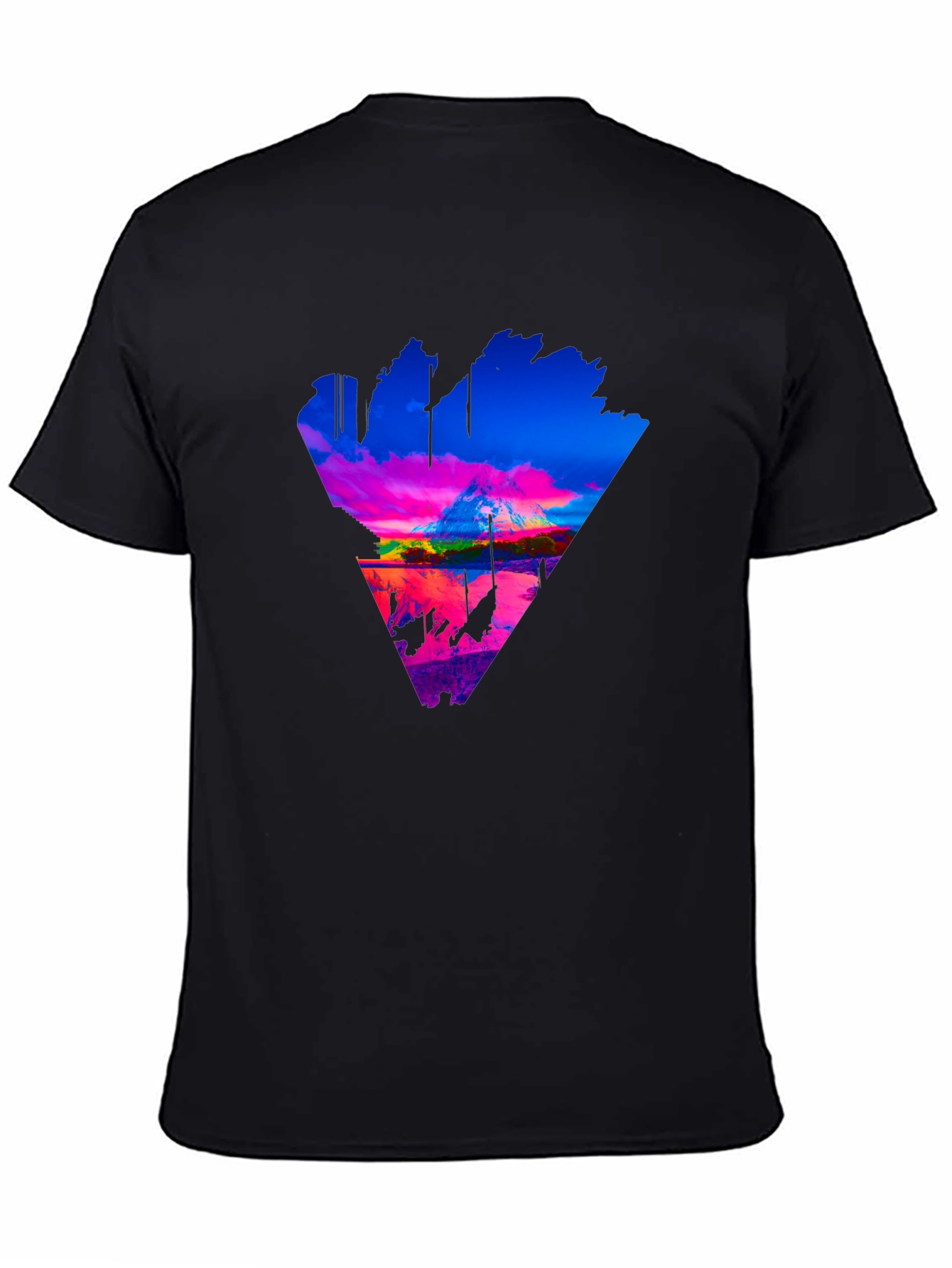 Vaporwave Mountain Triangle Graphic Tee - Black