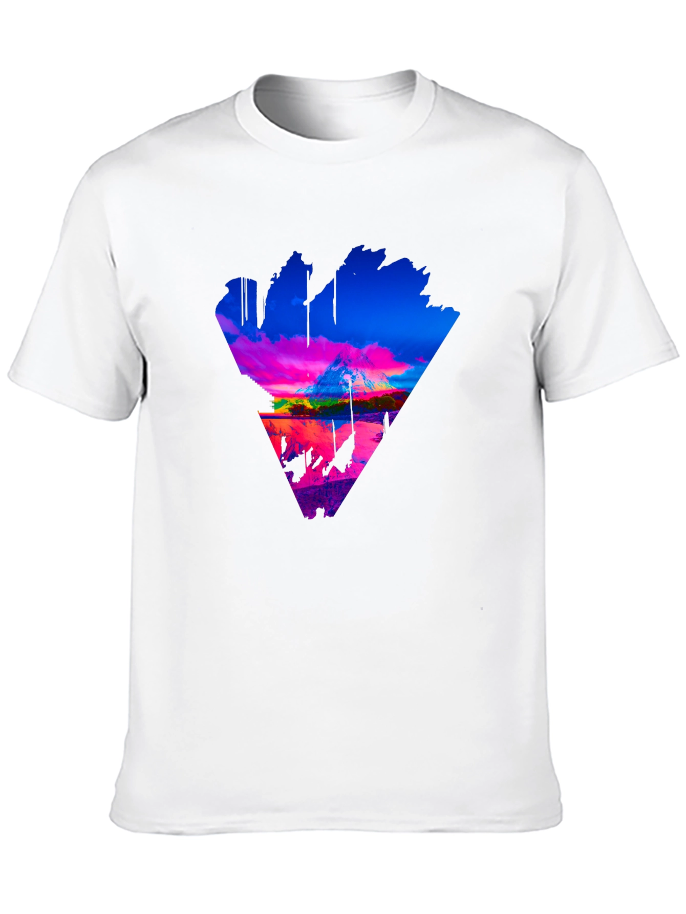 Vaporwave Mountain Triangle Graphic Tee - Black