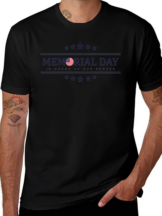 Memorial Day Graphic Print Black T-Shirt