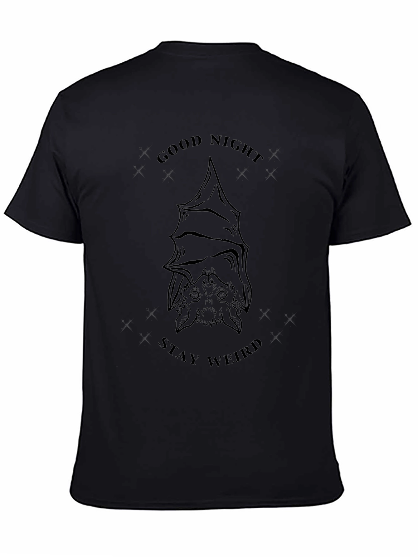 Good Night Stay Weird Bat Graphic T-Shirt