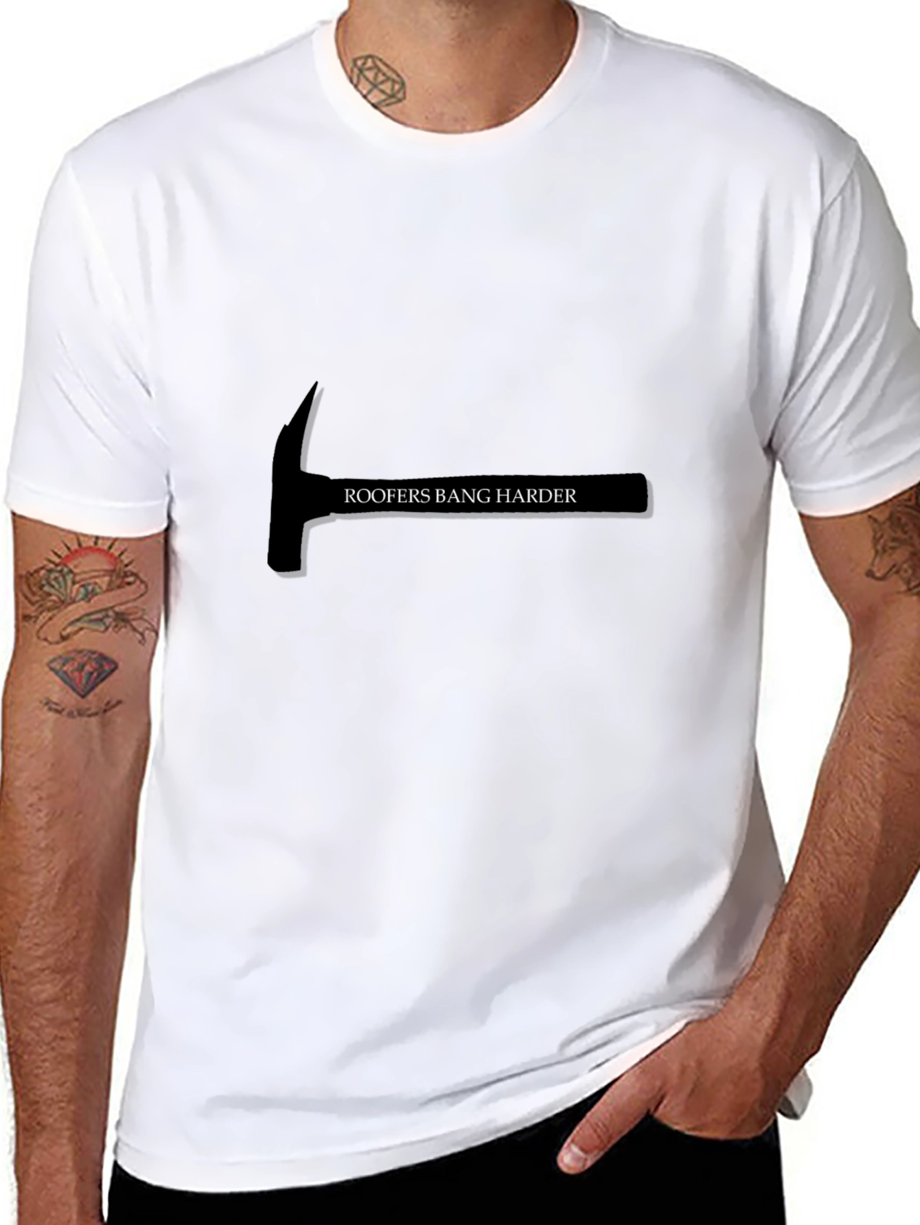 Roofers Bang Harder Graphic Tee - Black Cotton T-Shirt