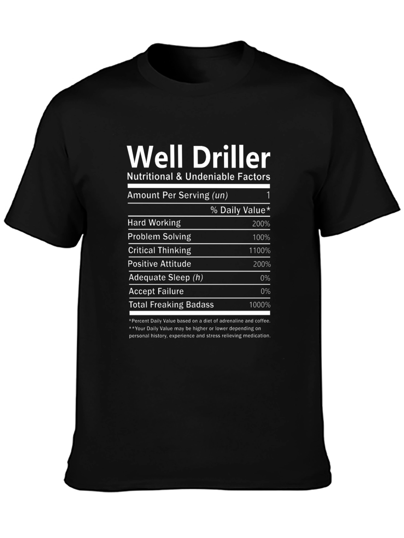 Well Driller Nutrition Facts T-Shirt
