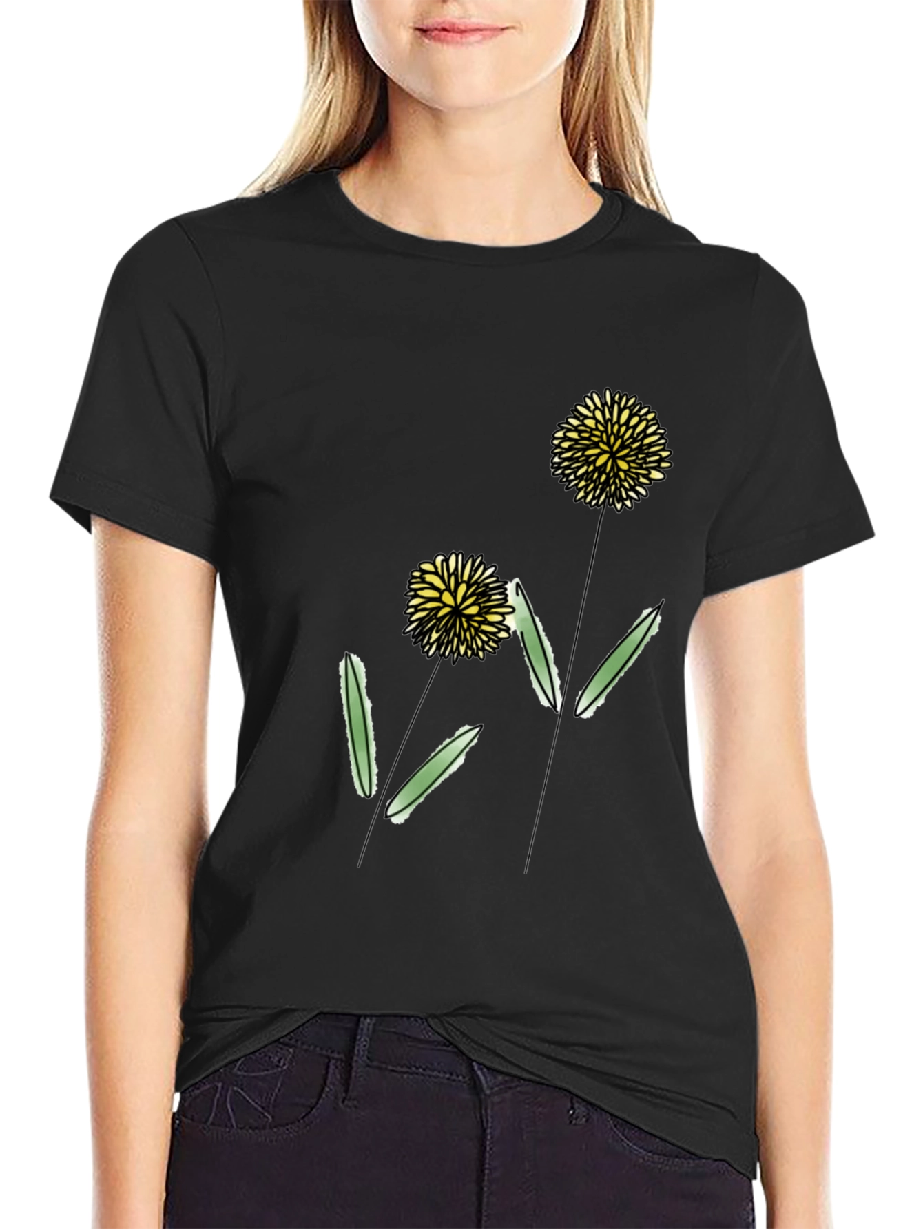 Dandelion Graphic Print T-Shirt - Casual Style