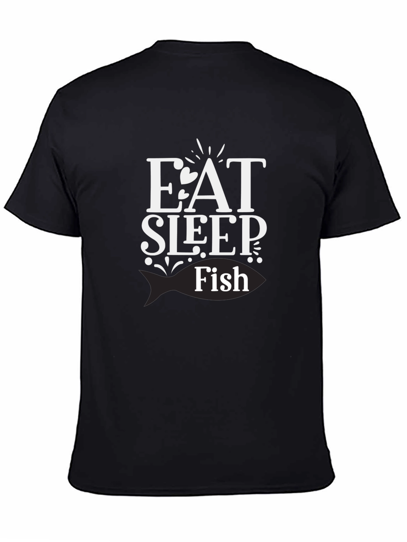 Eat Sleep Fish Black Graphic T-Shirt