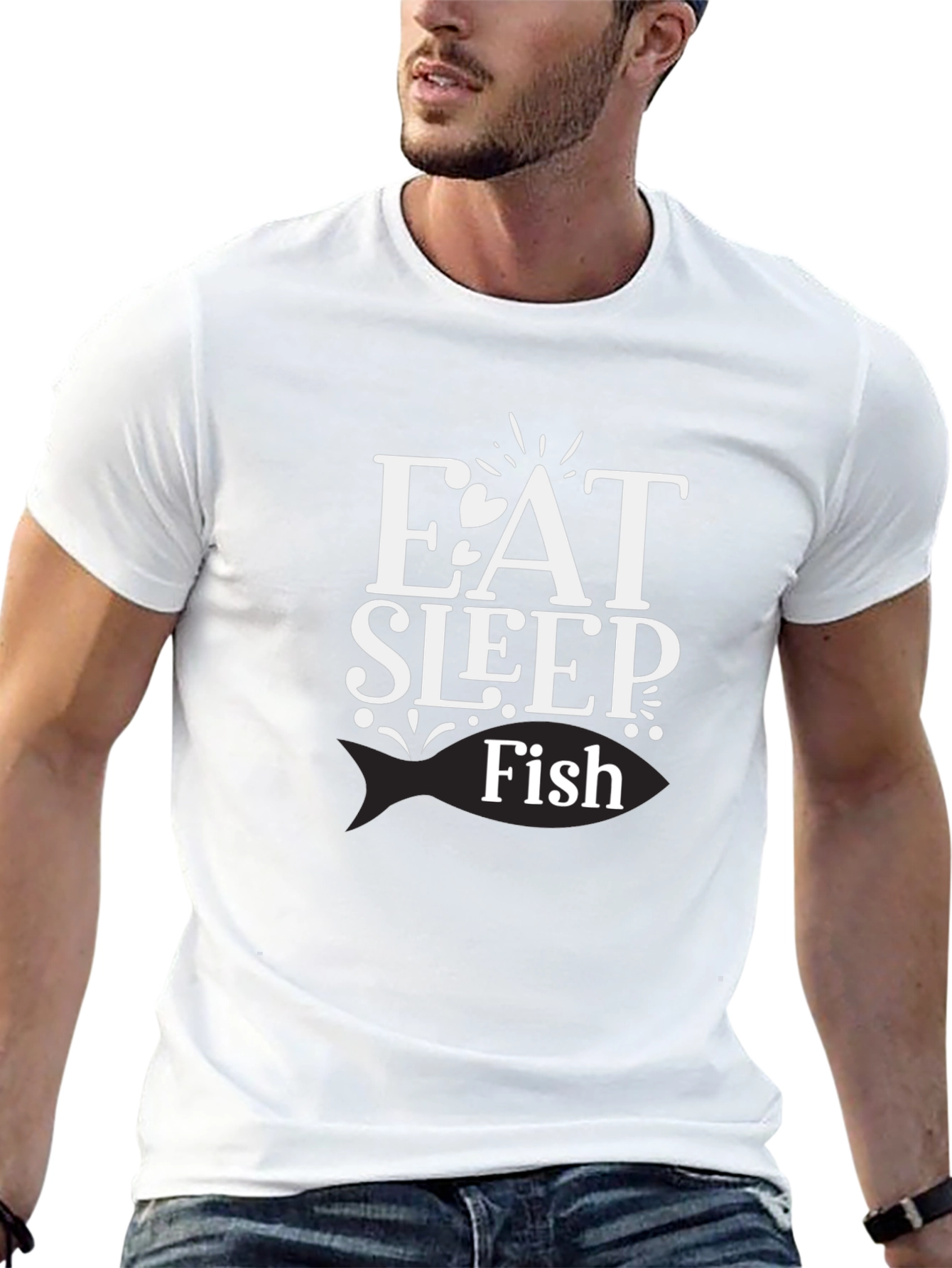 Eat Sleep Fish Black Graphic T-Shirt
