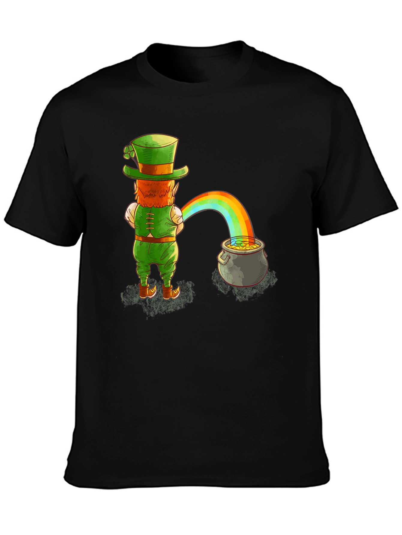Leprechaun Rainbow Pot of Gold Graphic Tee