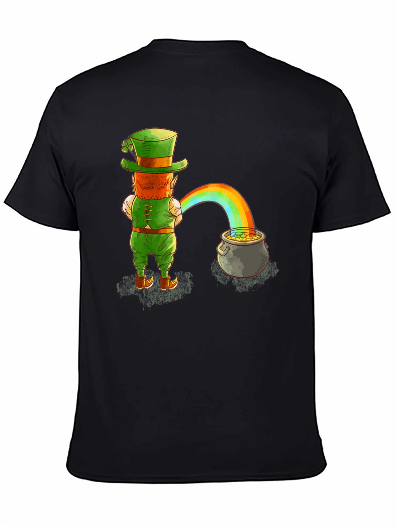 Leprechaun Rainbow Pot of Gold Graphic Tee