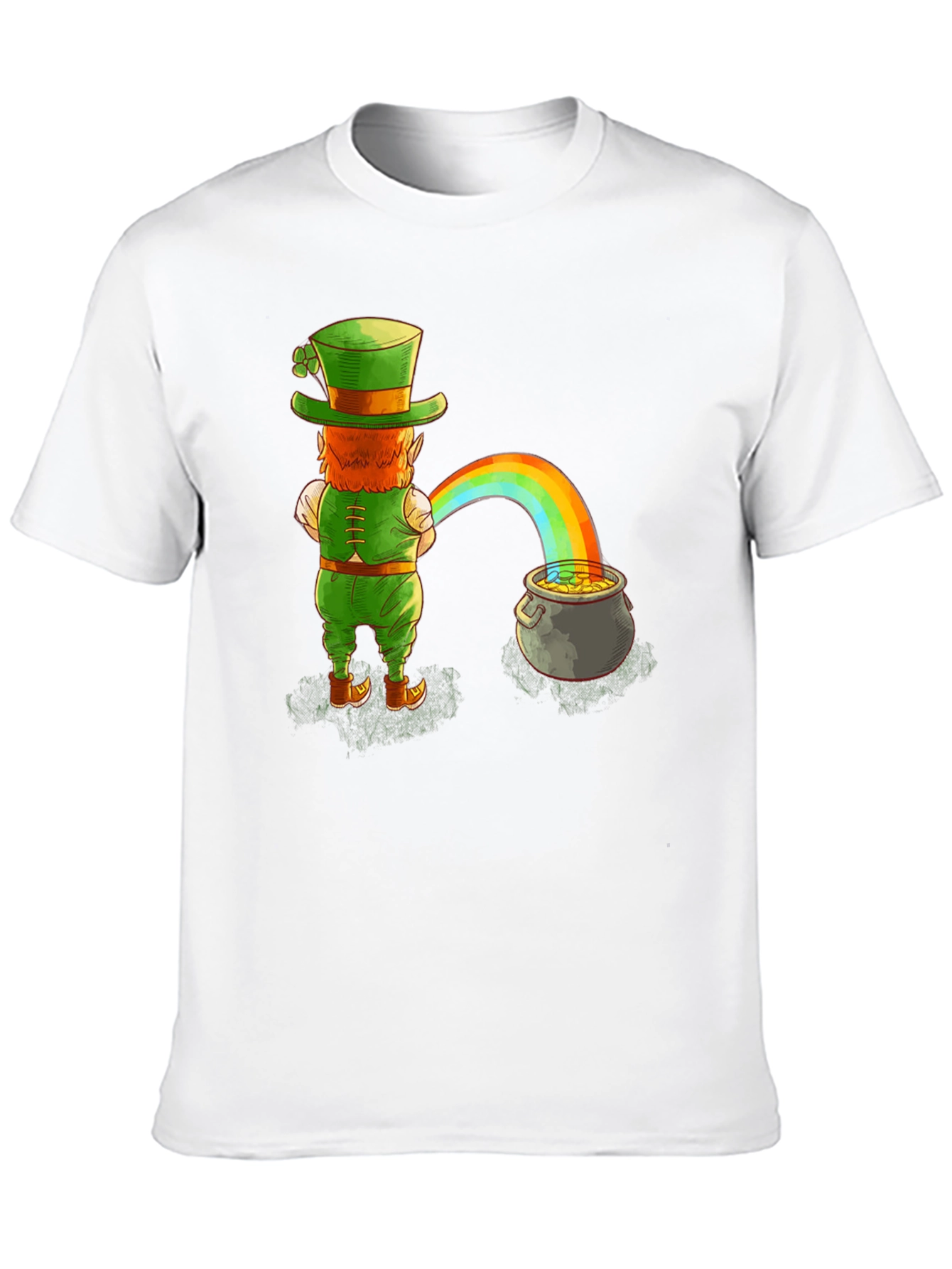 Leprechaun Rainbow Pot of Gold Graphic Tee