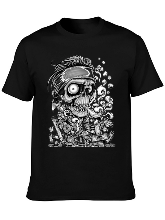 Skull Graphic Print T-Shirt - Mens Black Tee