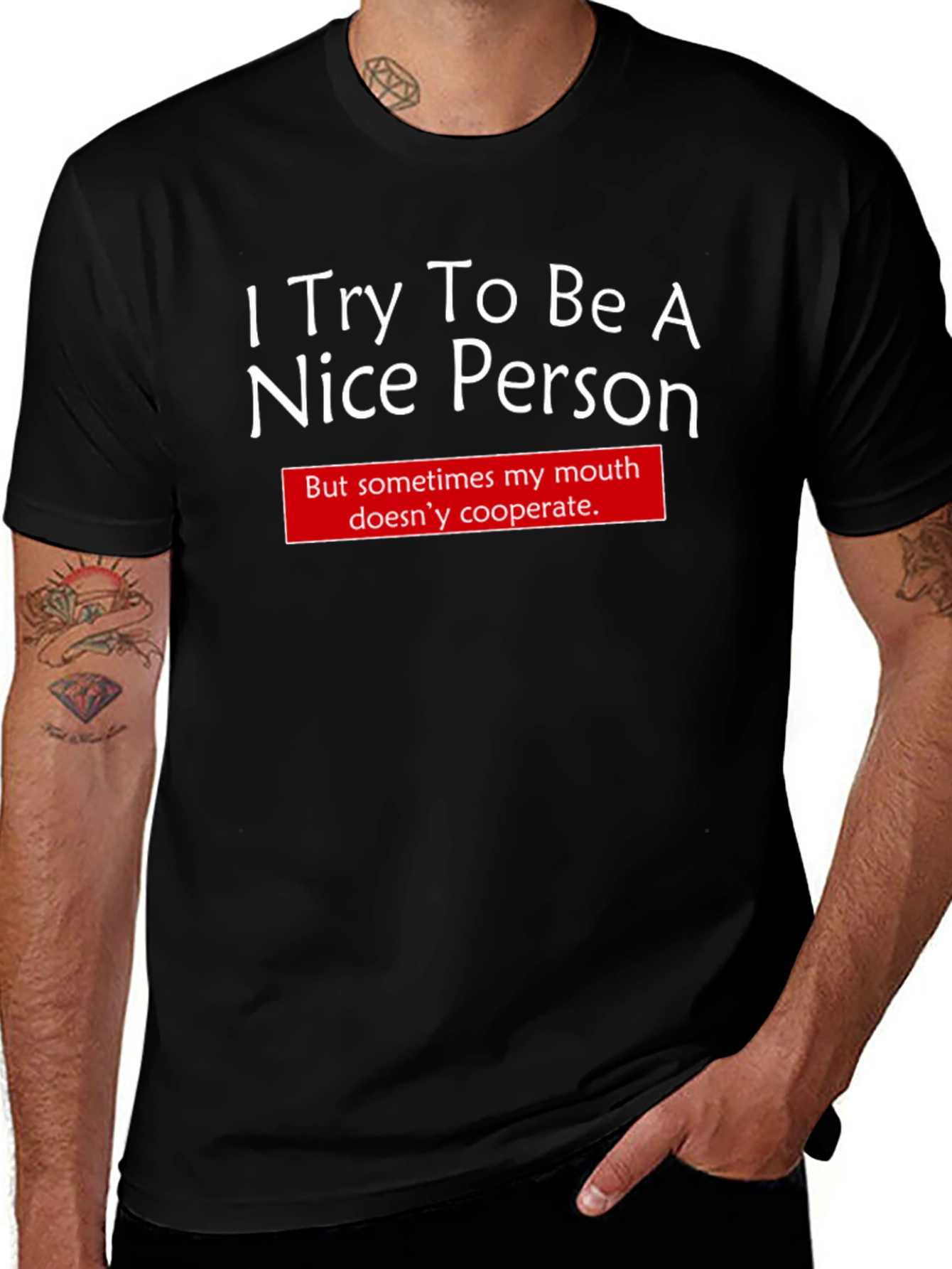Funny I Try To Be Nice Graphic T-Shirt