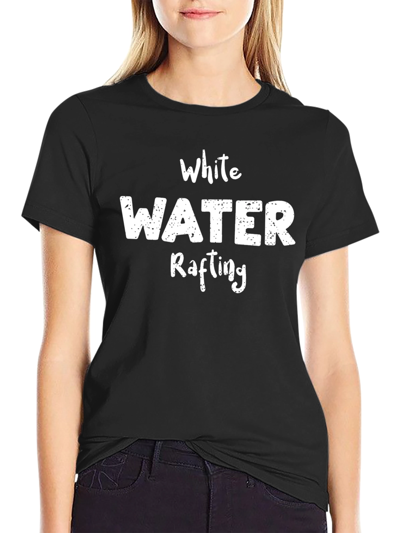 White Water Rafting Graphic T-Shirt - Black