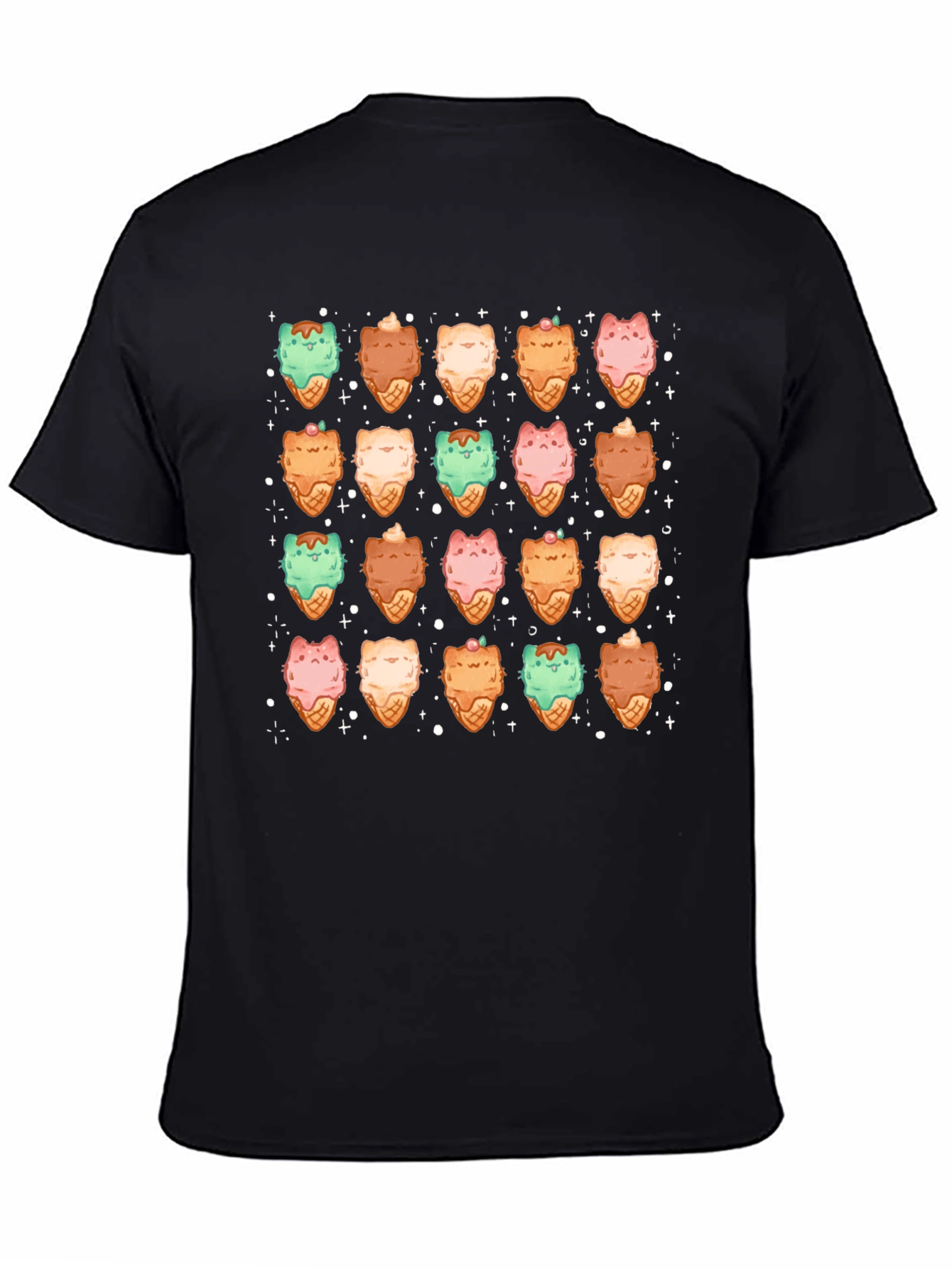 Cute Cat Ice Cream Cone Pattern T-Shirt