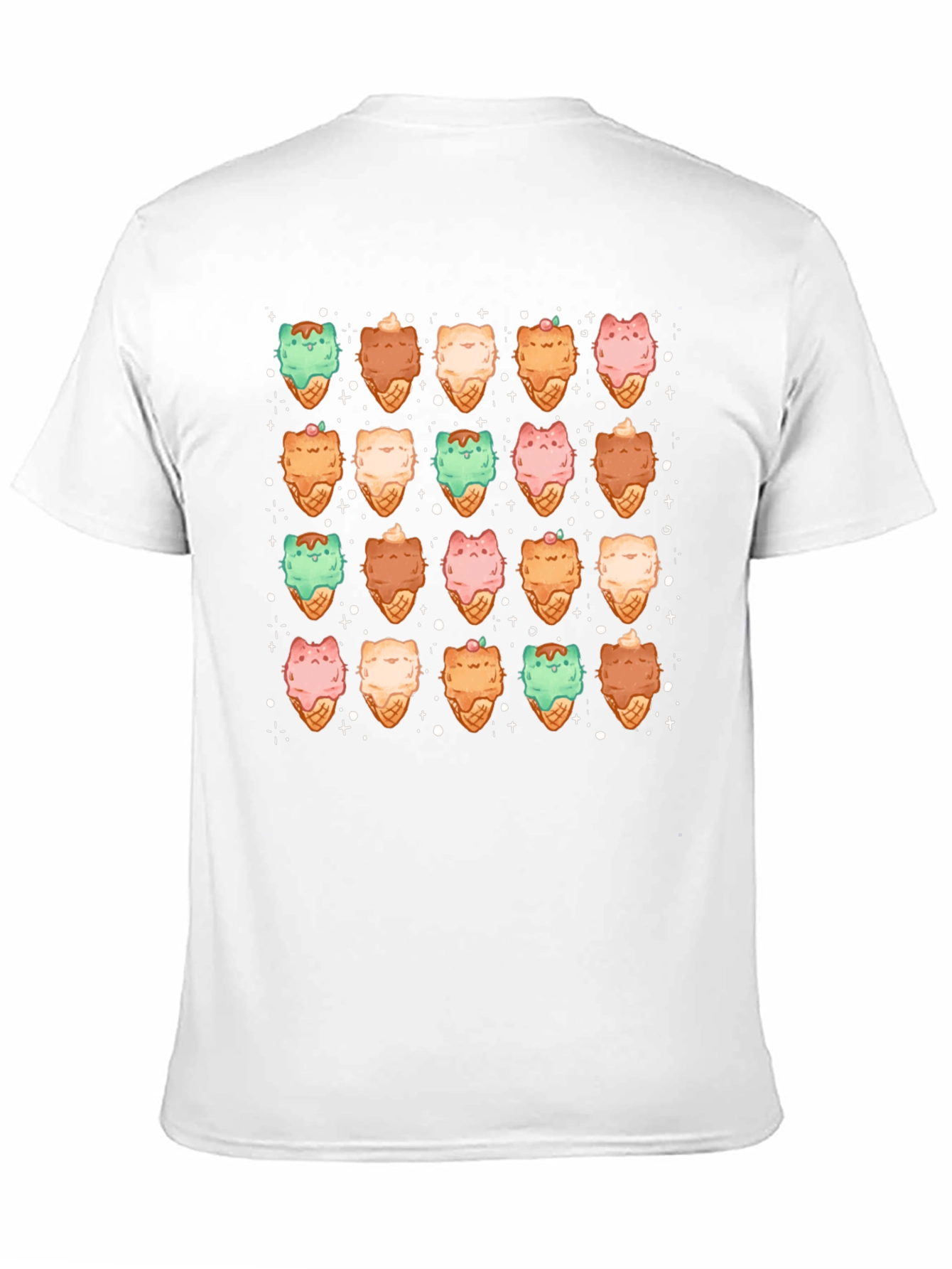 Cute Cat Ice Cream Cone Pattern T-Shirt