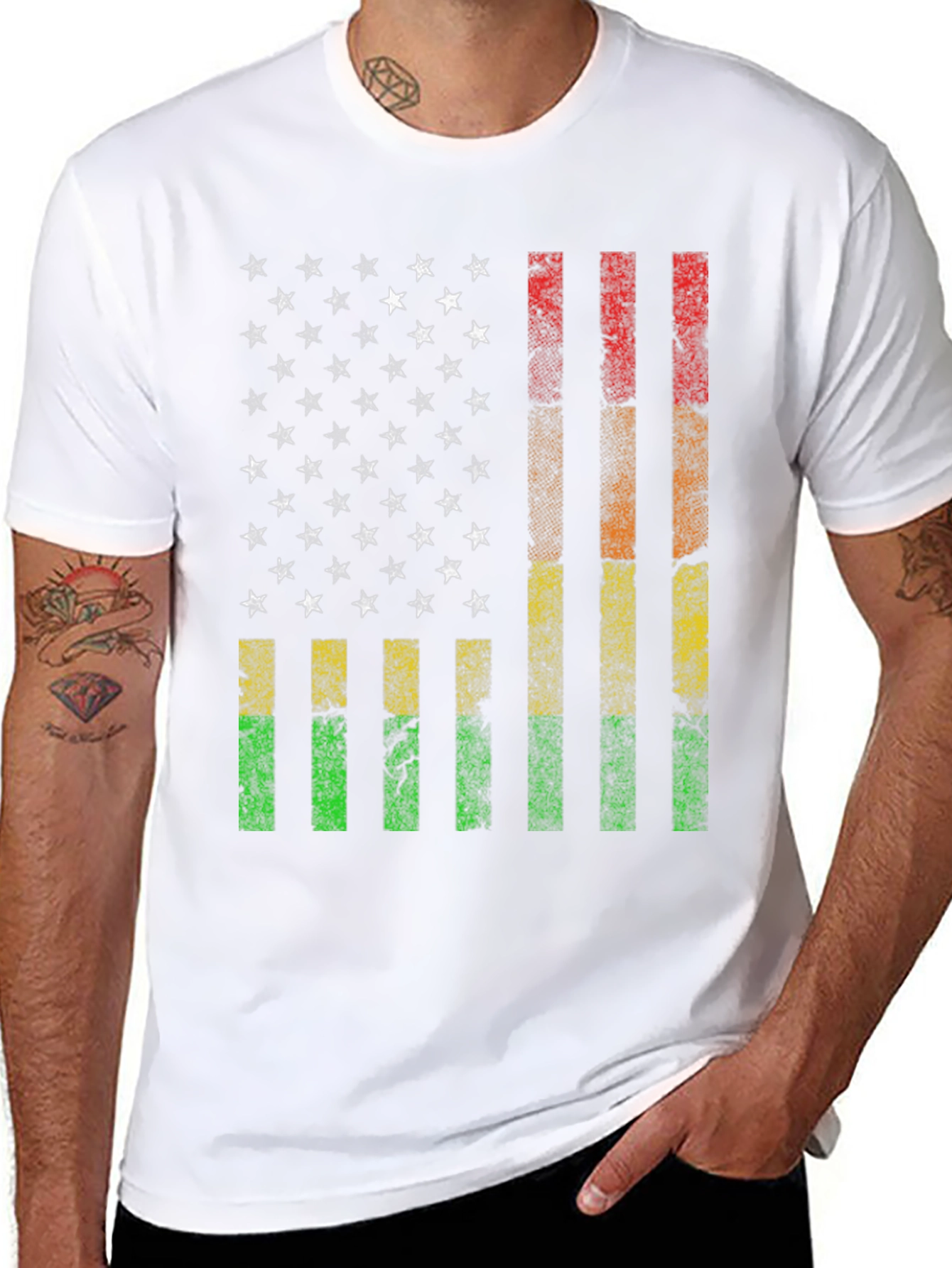 Distressed Pan-African American Flag T-Shirt
