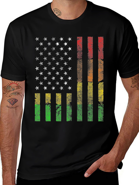 Distressed Pan-African American Flag T-Shirt