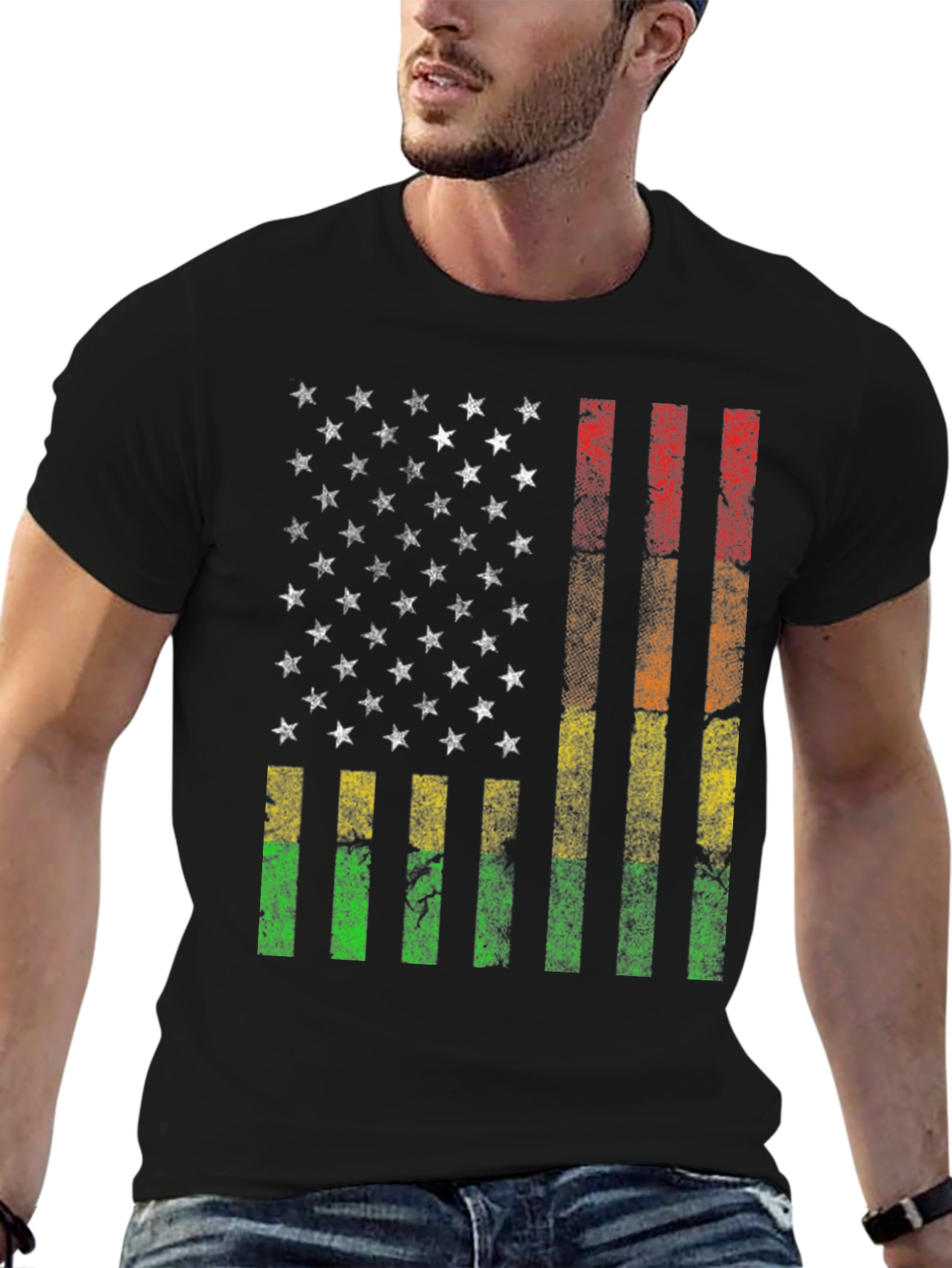 Distressed Pan-African American Flag T-Shirt