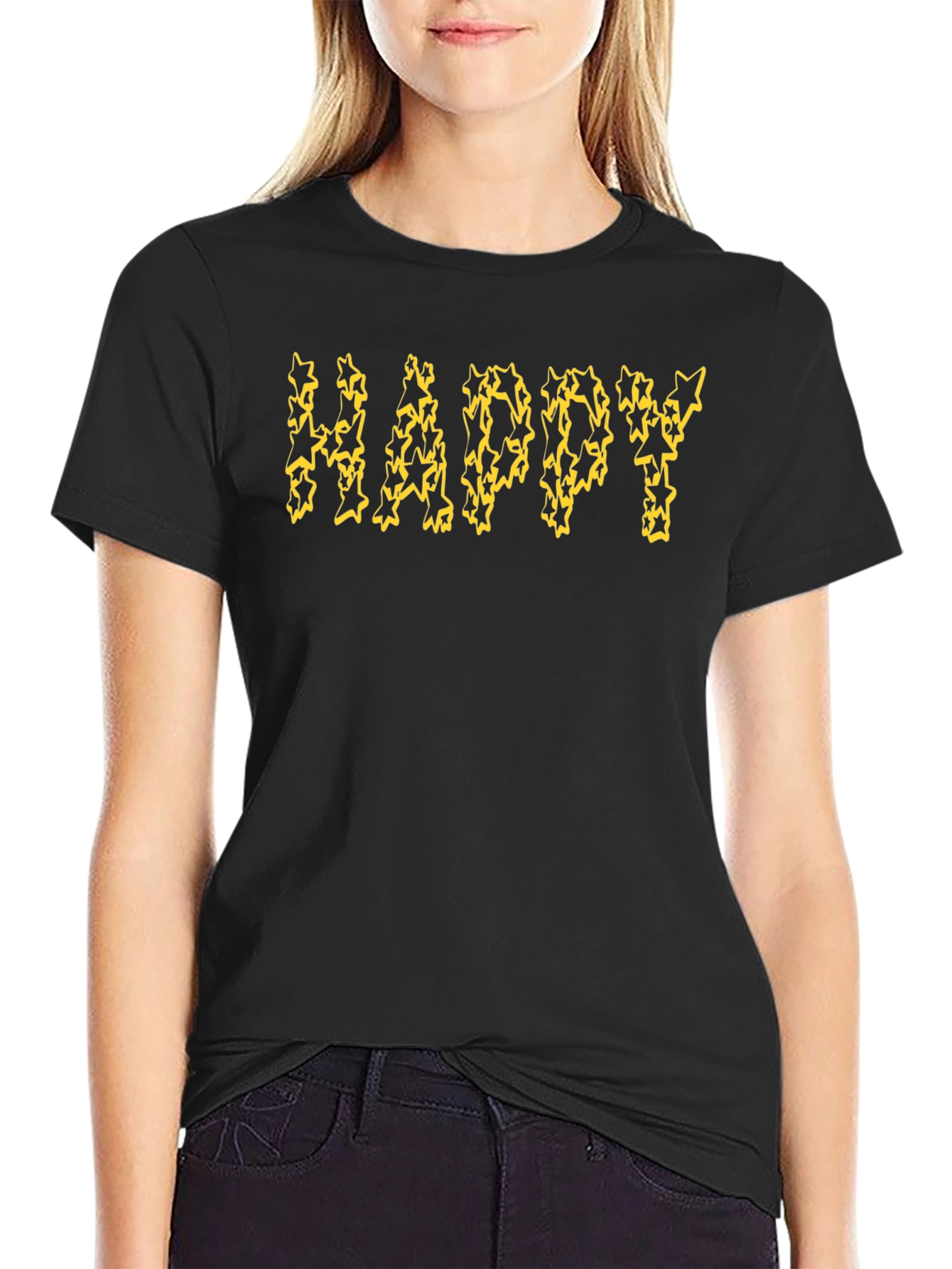 Happy Starry Black T-Shirt