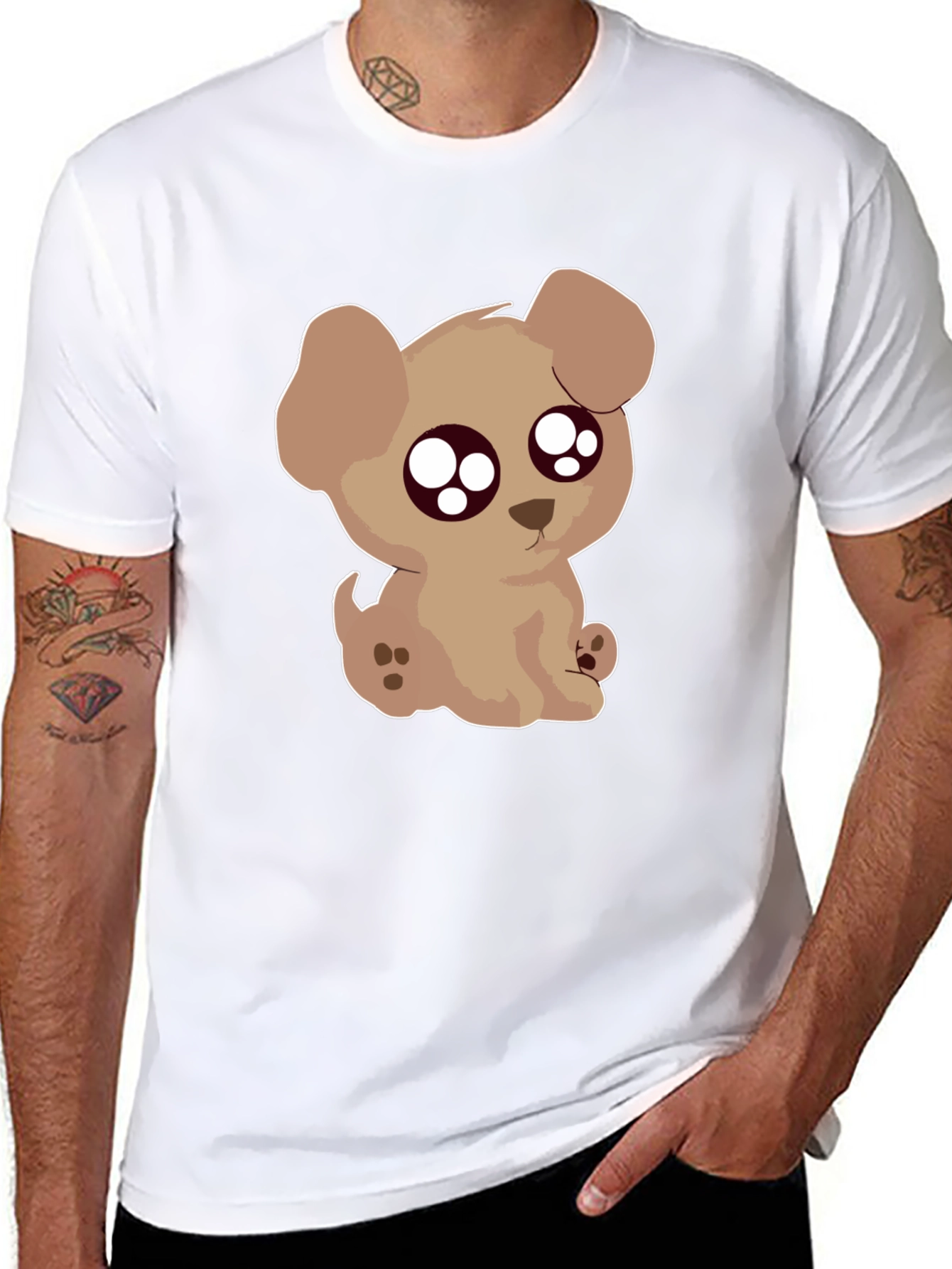Cute Puppy Graphic Black T-Shirt