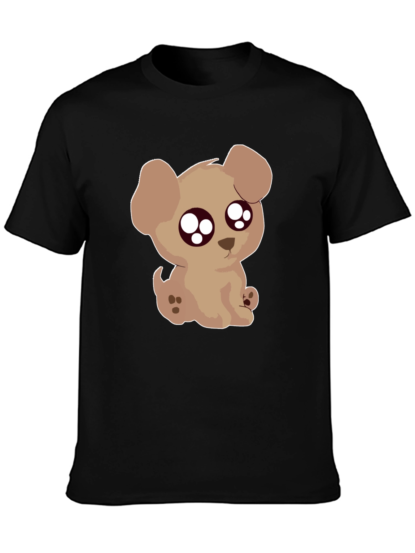 Cute Puppy Graphic Black T-Shirt