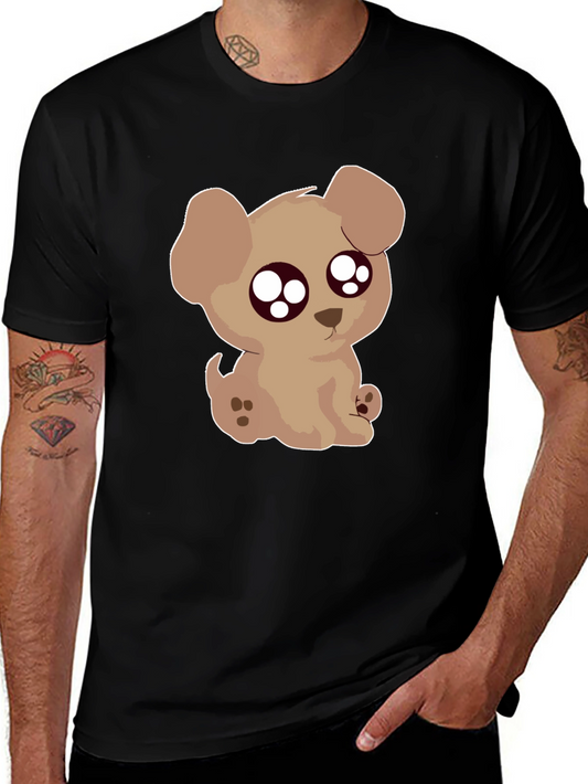 Cute Puppy Graphic Black T-Shirt