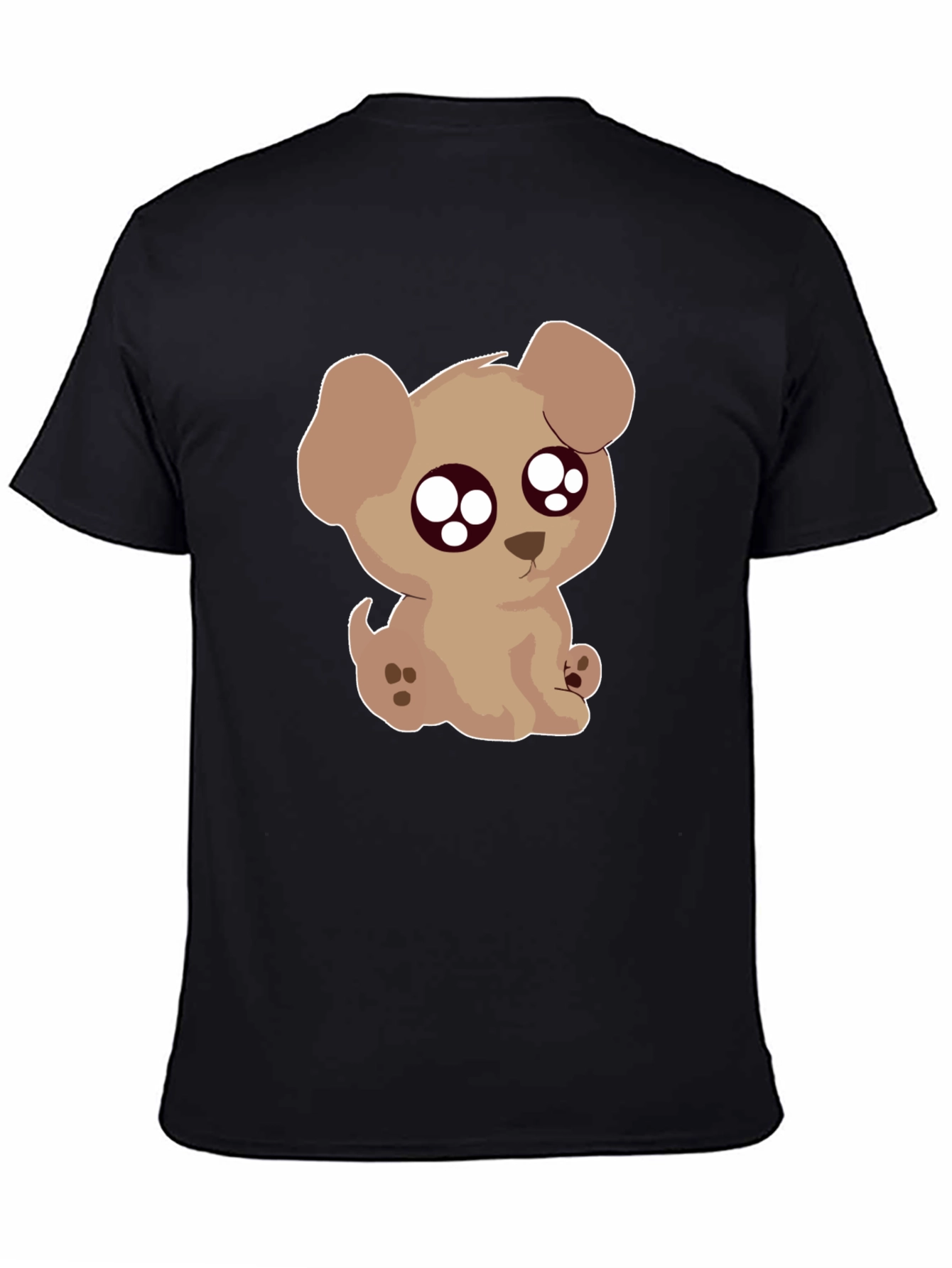 Cute Puppy Graphic Black T-Shirt