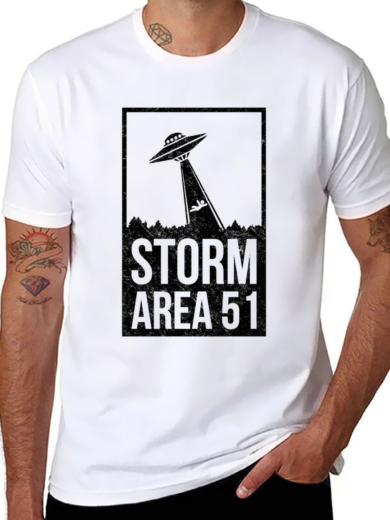 Storm Area 51 UFO Graphic Tee - Black