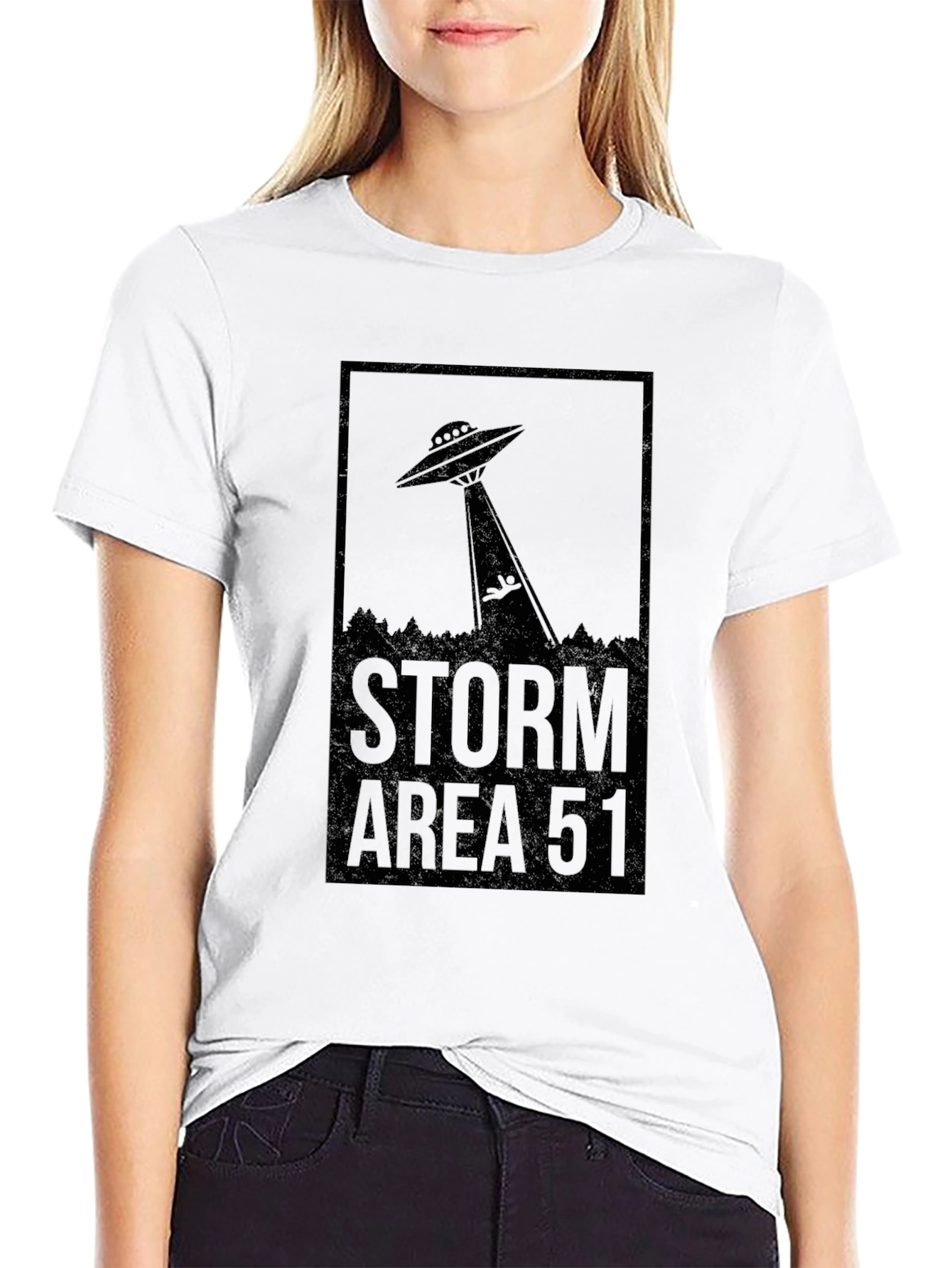 Storm Area 51 UFO Graphic Tee - Black