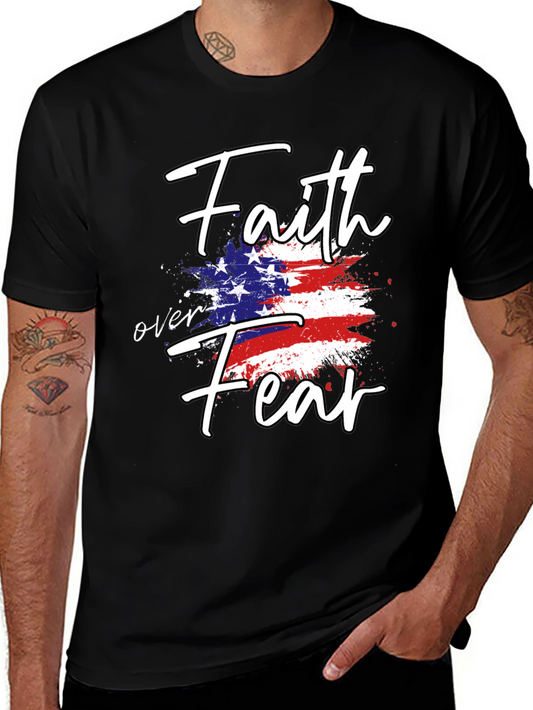Faith Over Fear Patriotic Graphic Tee