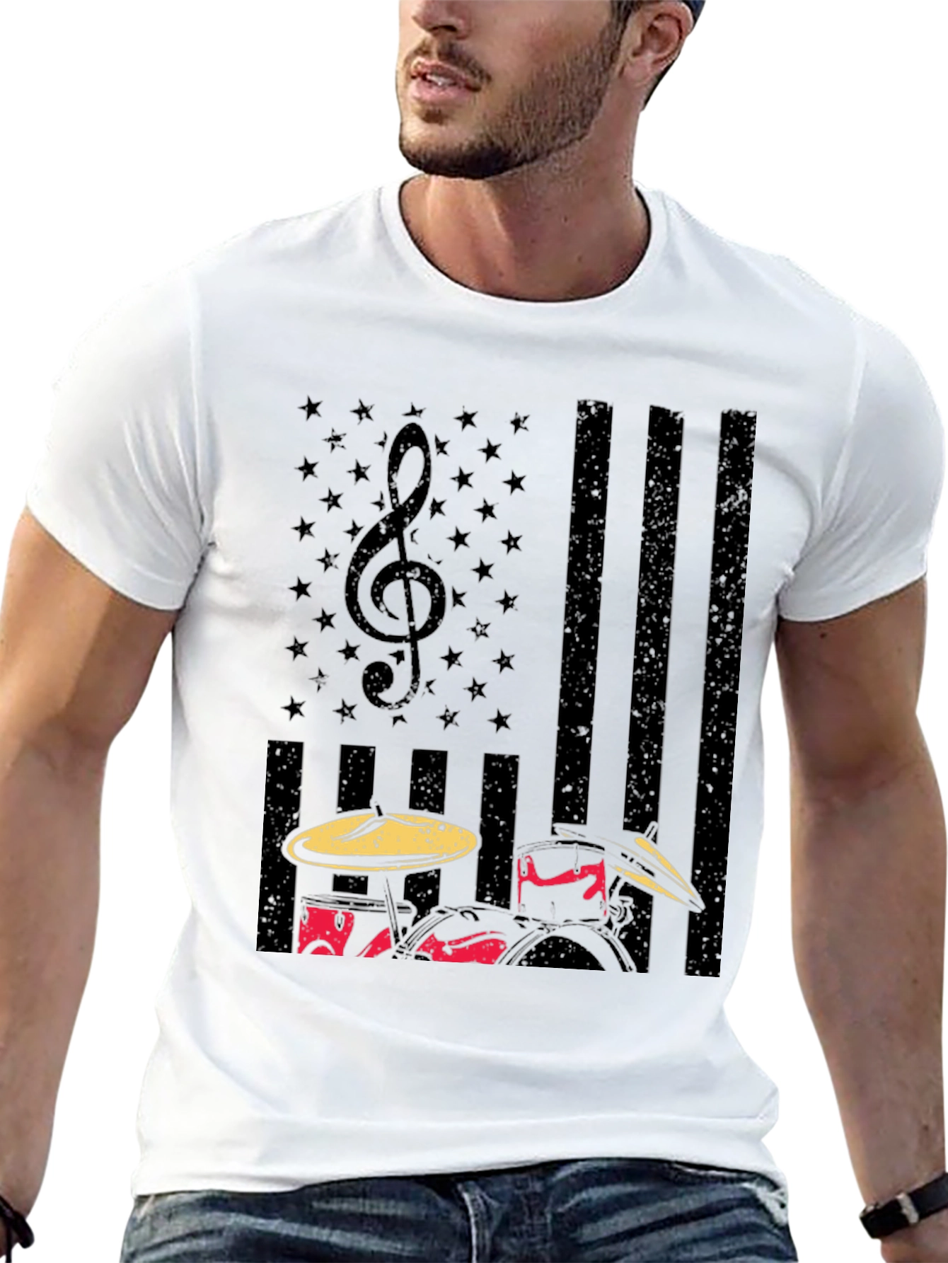 Drummer USA Flag T-Shirt - Music & Patriotism