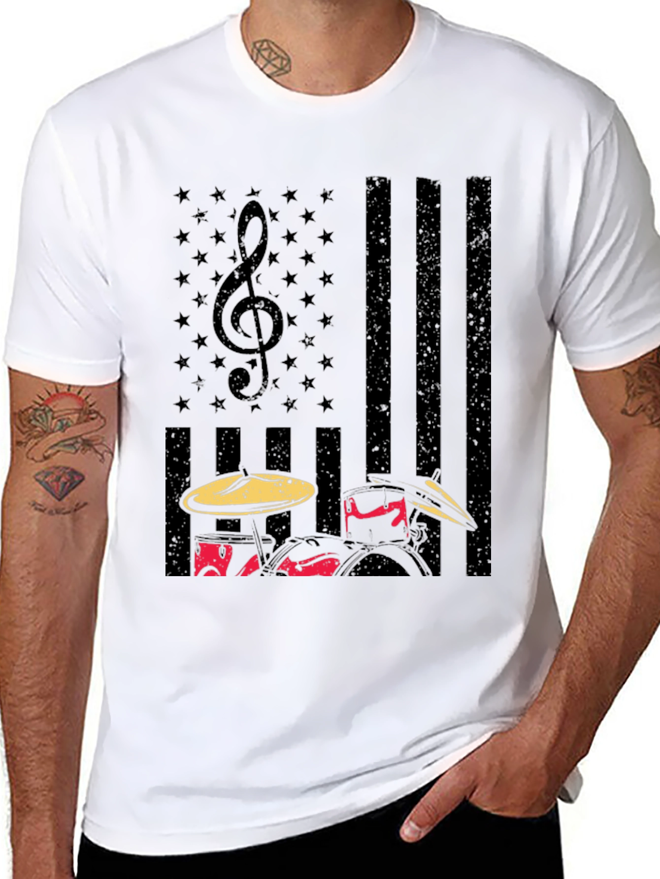 Drummer USA Flag T-Shirt - Music & Patriotism