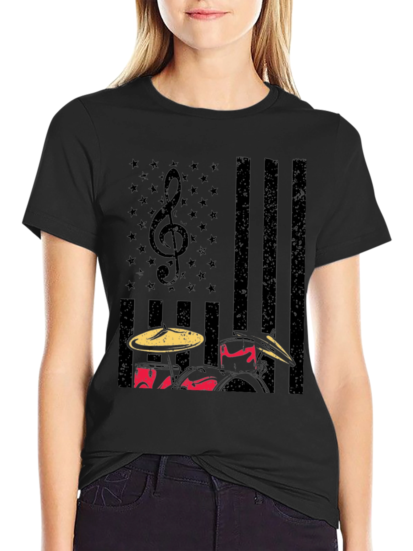 Drummer USA Flag T-Shirt - Music & Patriotism