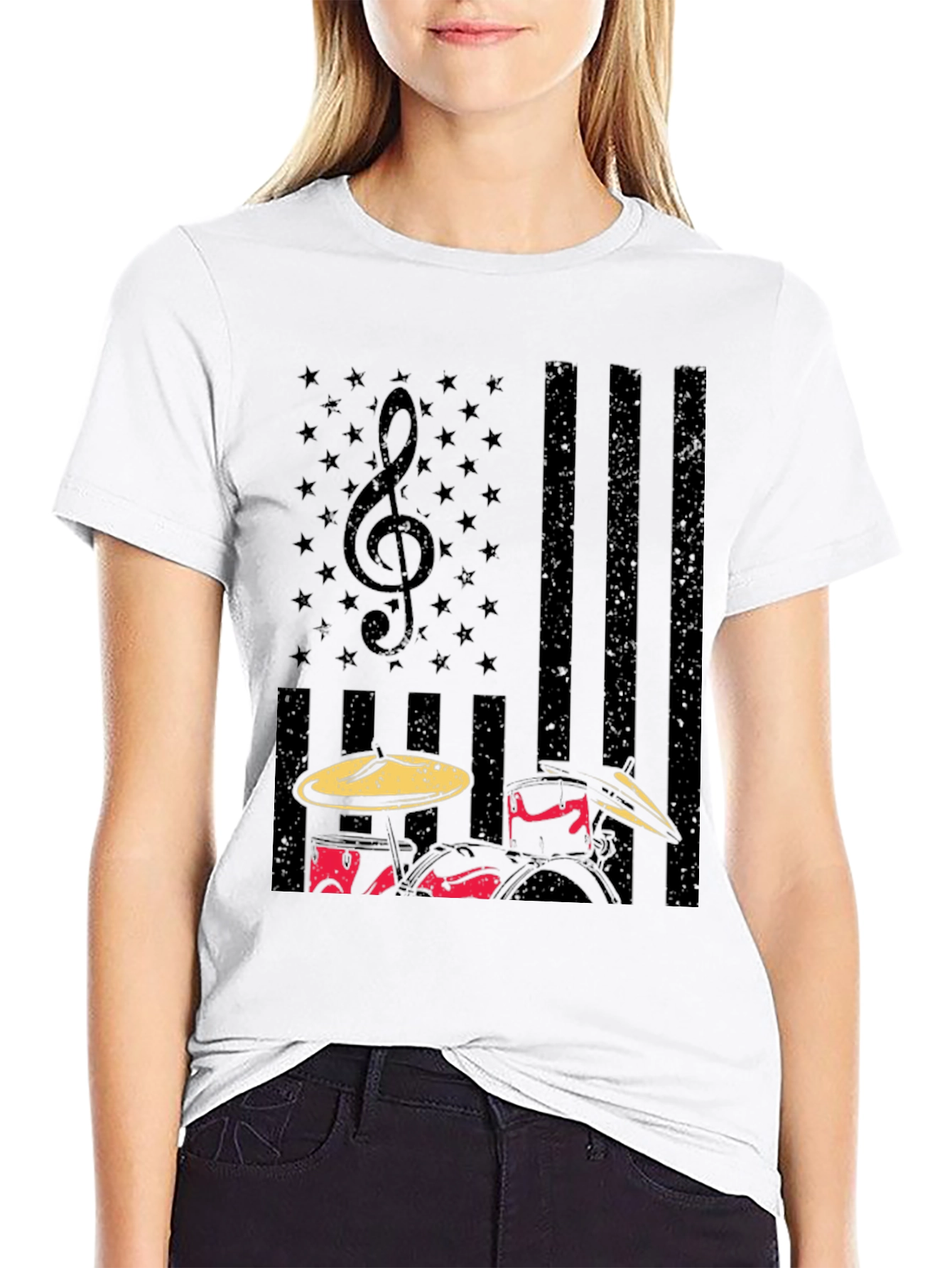 Drummer USA Flag T-Shirt - Music & Patriotism