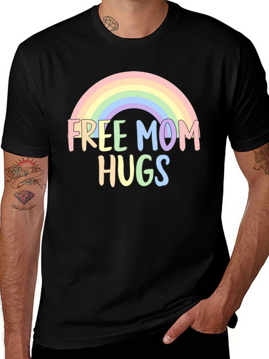 Free Mom Hugs Rainbow Graphic Tee
