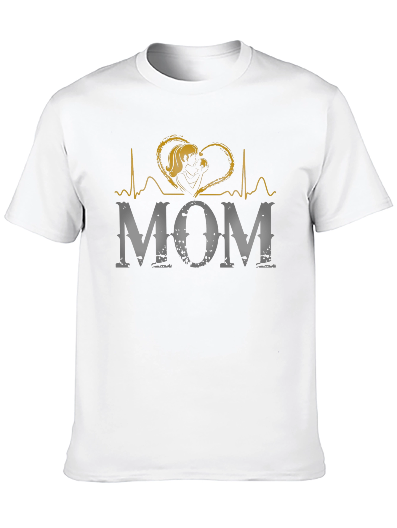 Mom Heartbeat Graphic Tee - Black Cotton T-Shirt