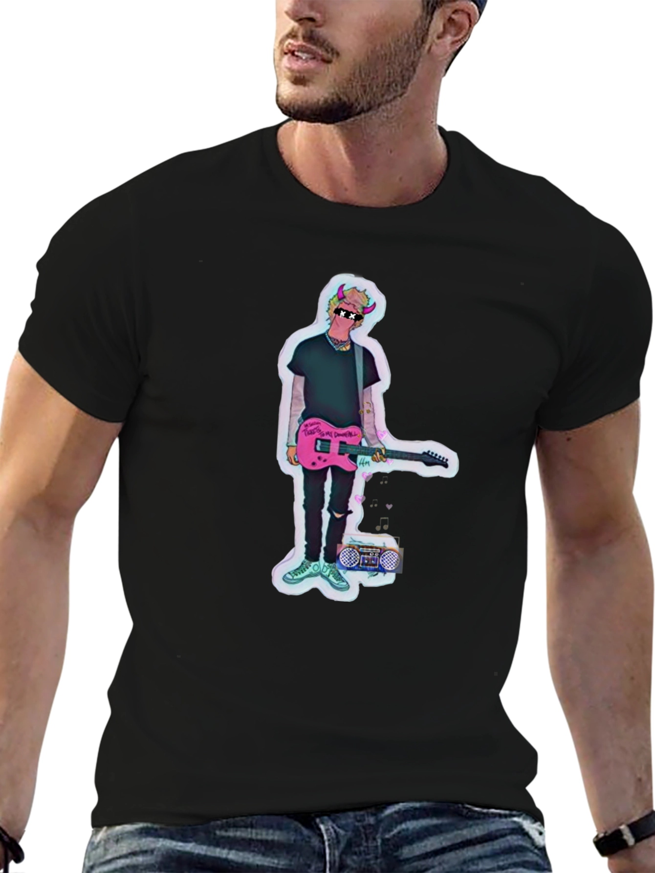 Cool Graphic Print Black T-Shirt