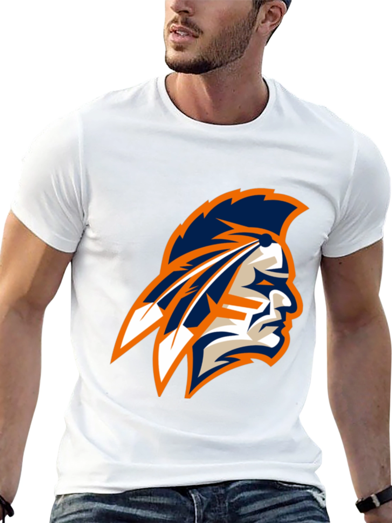 Mens Black T-Shirt with Native American Logo