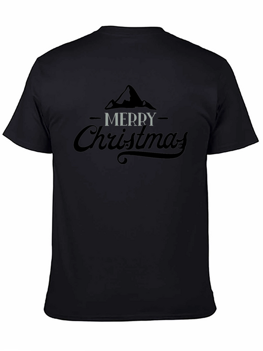 Merry Christmas Graphic Tee - Black Cotton Blend