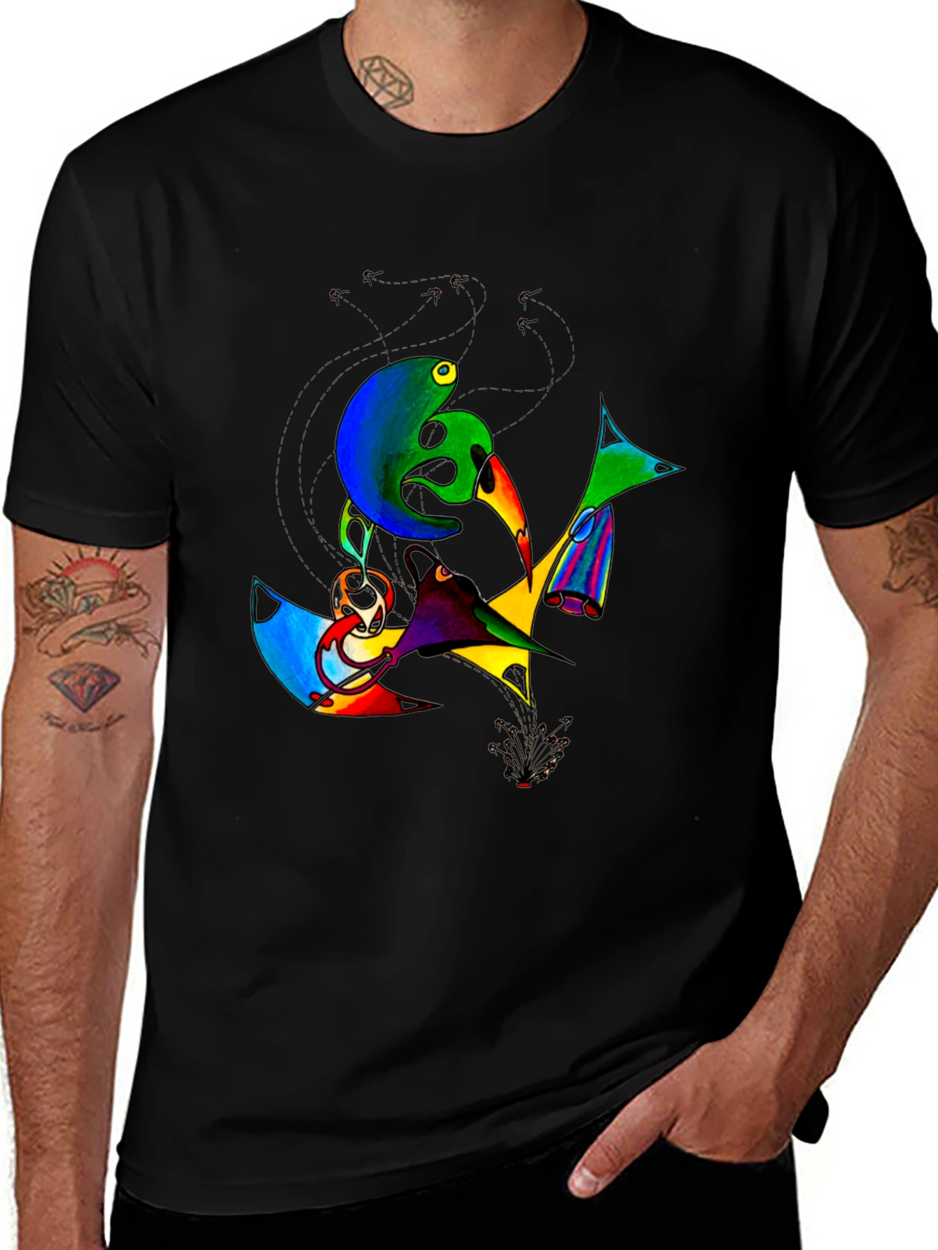 Abstract Art Graphic Print Black T-Shirt