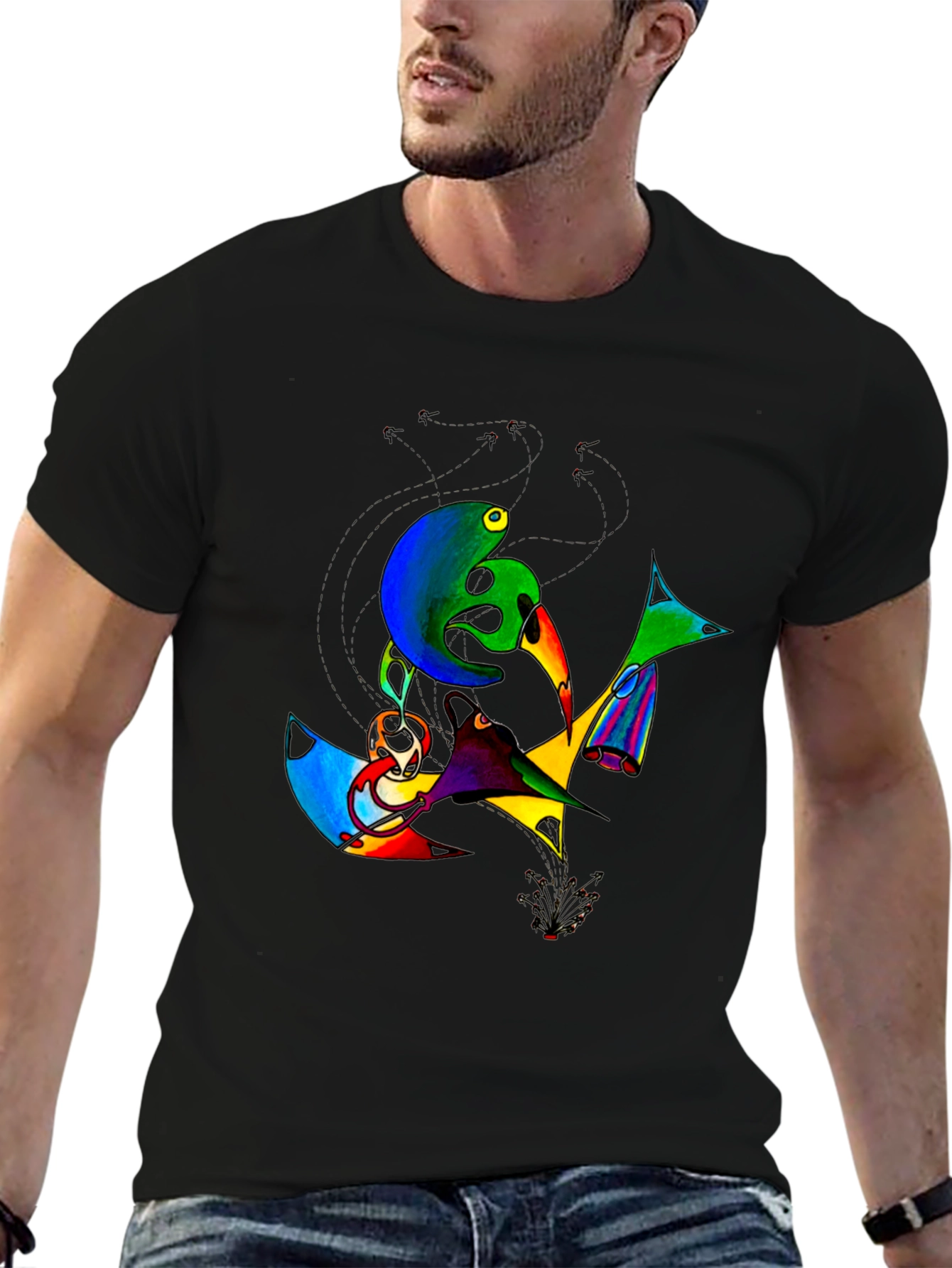 Abstract Art Graphic Print Black T-Shirt