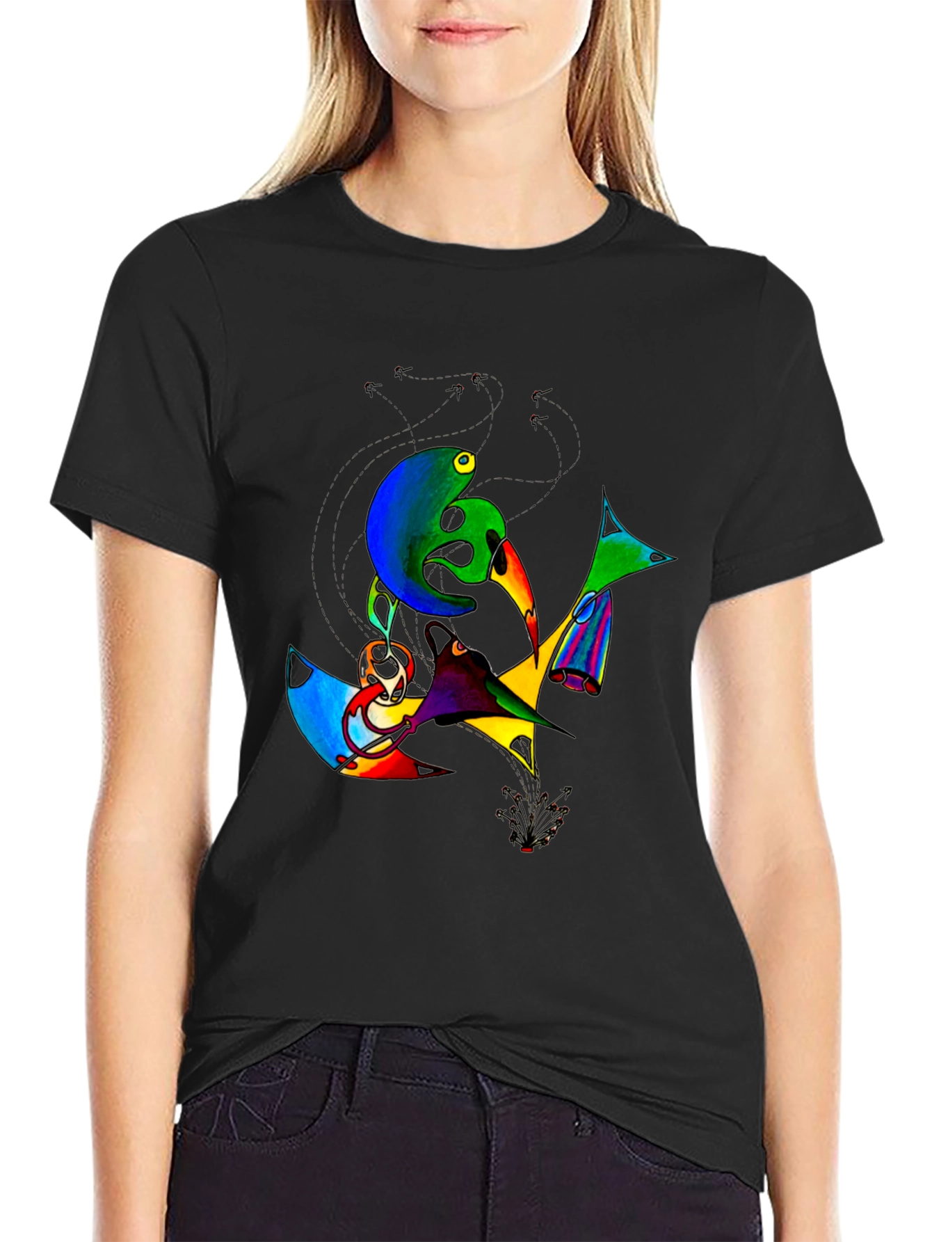 Abstract Art Graphic Print Black T-Shirt