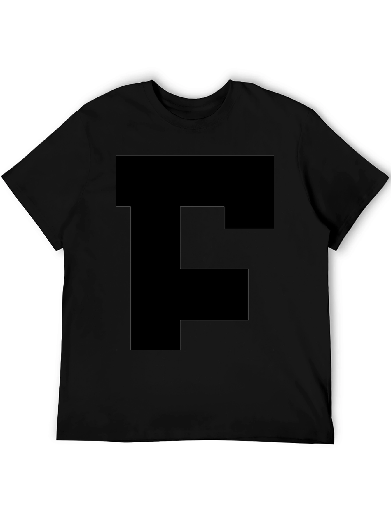 Black T-Shirt with Bold Initial Graphic