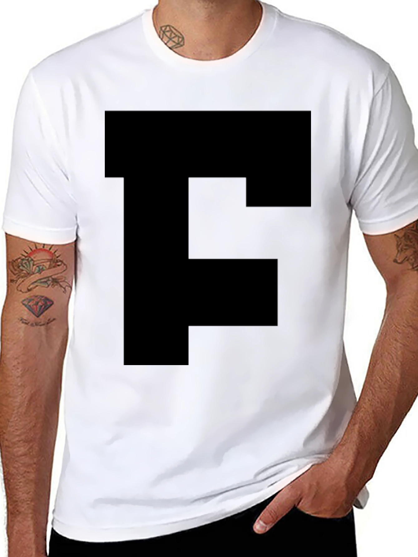 Black T-Shirt with Bold Initial Graphic