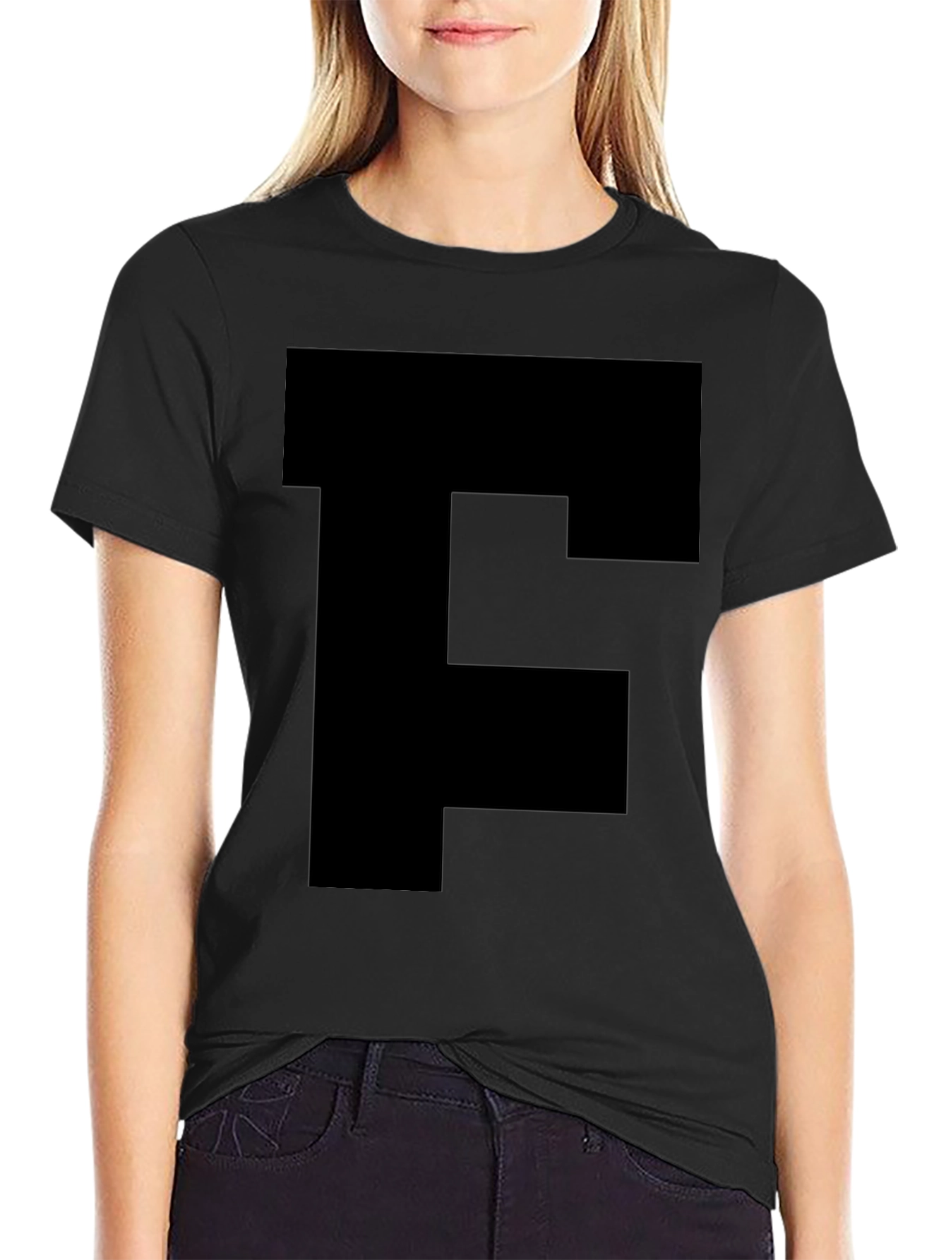 Black T-Shirt with Bold Initial Graphic