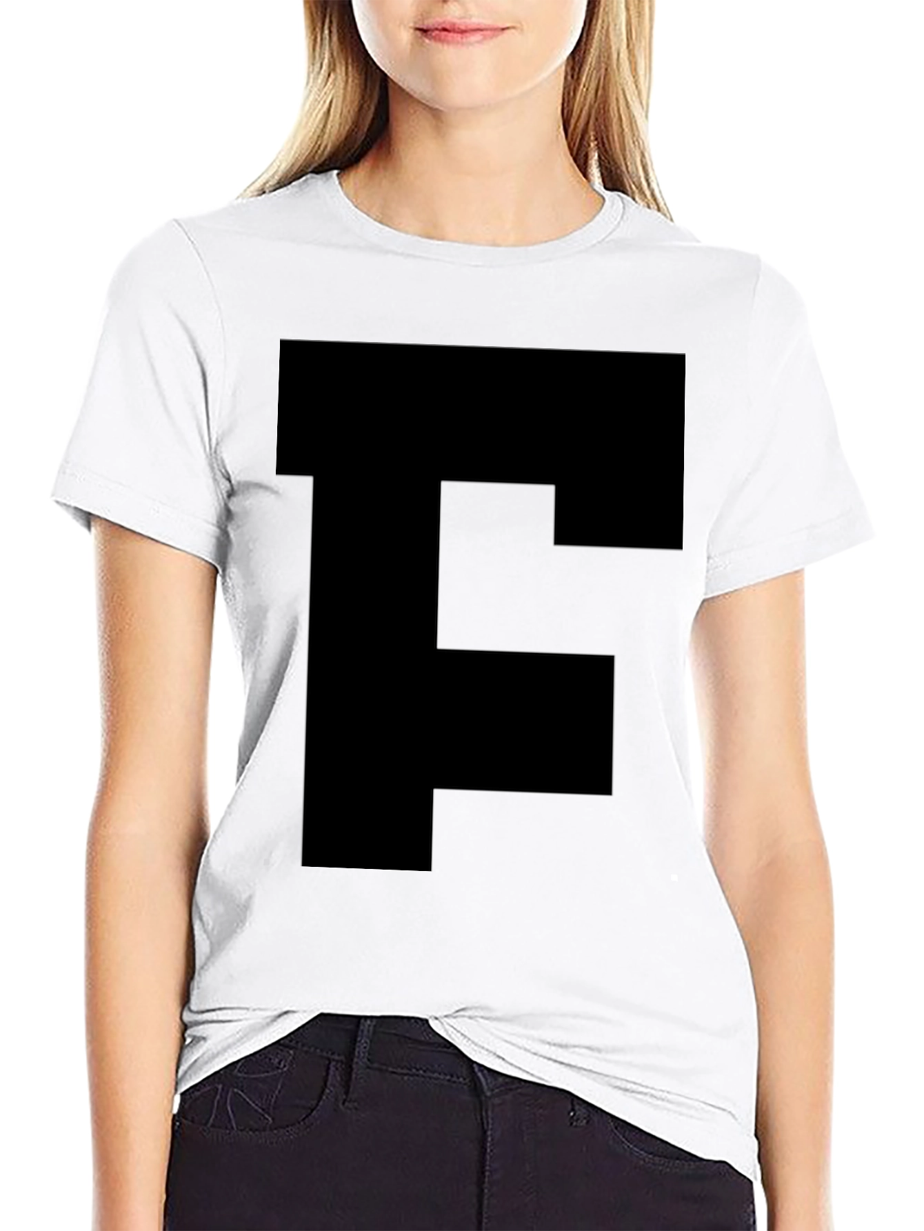 Black T-Shirt with Bold Initial Graphic