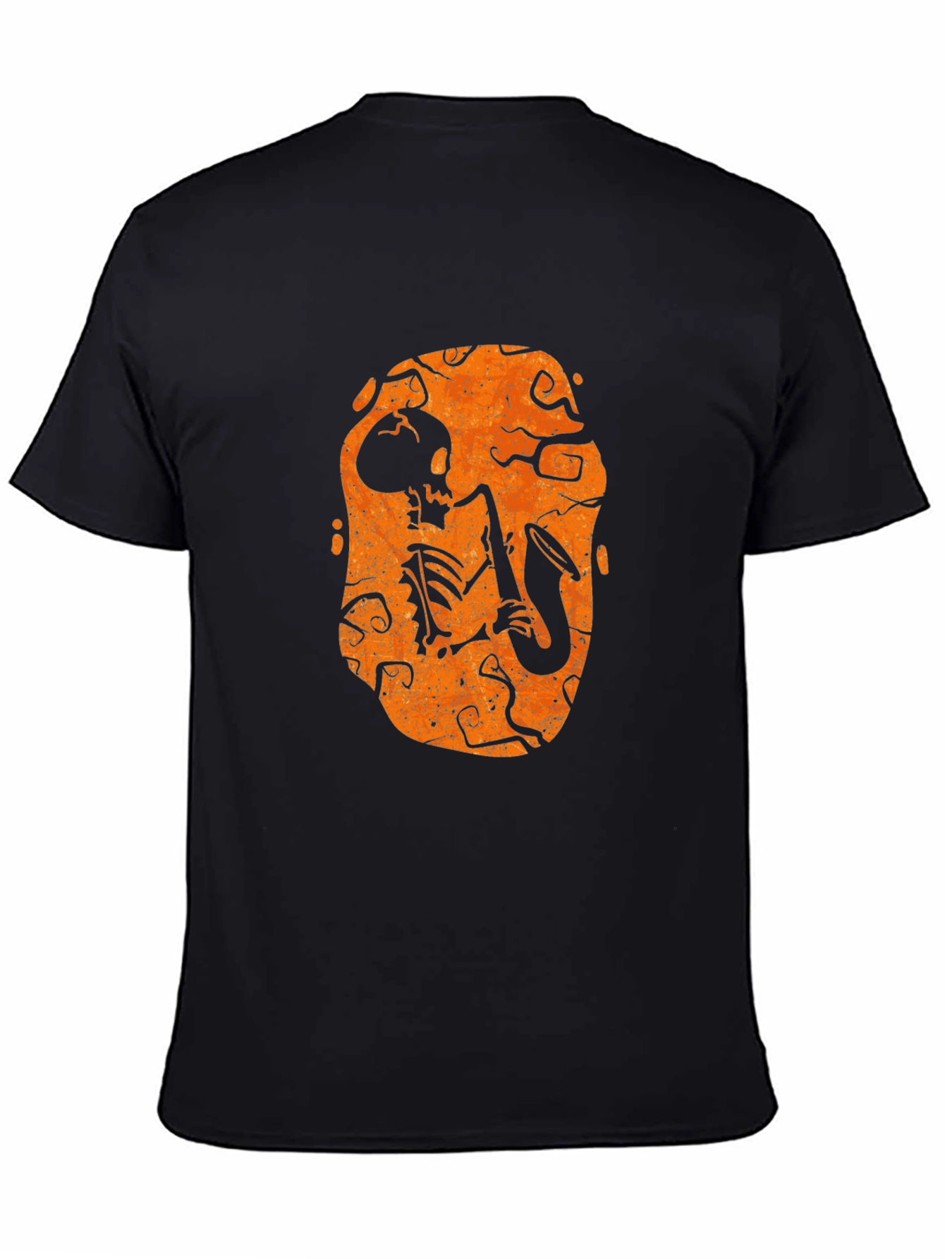 Skeleton Sax Player Halloween Graphic Tee