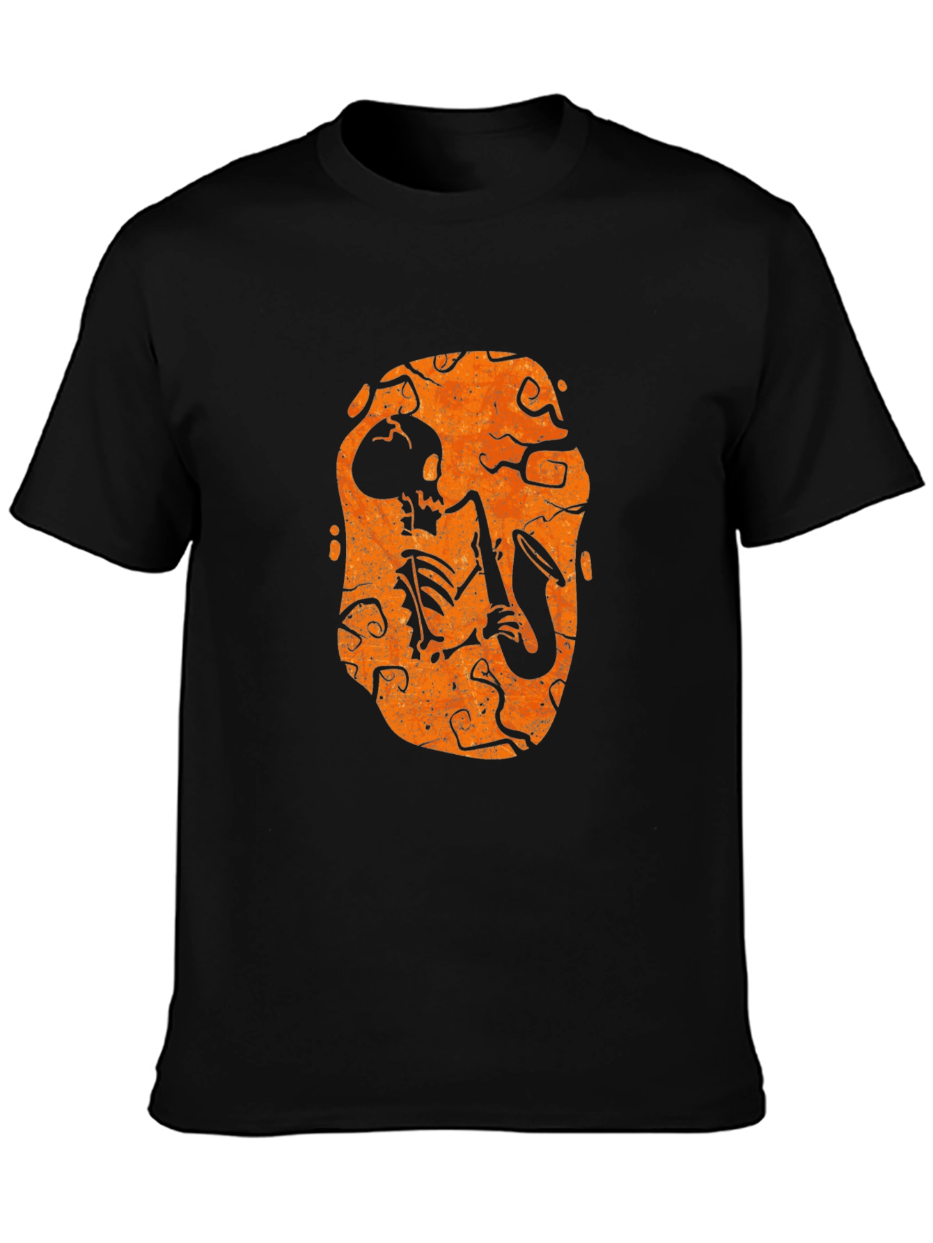 Skeleton Sax Player Halloween Graphic Tee